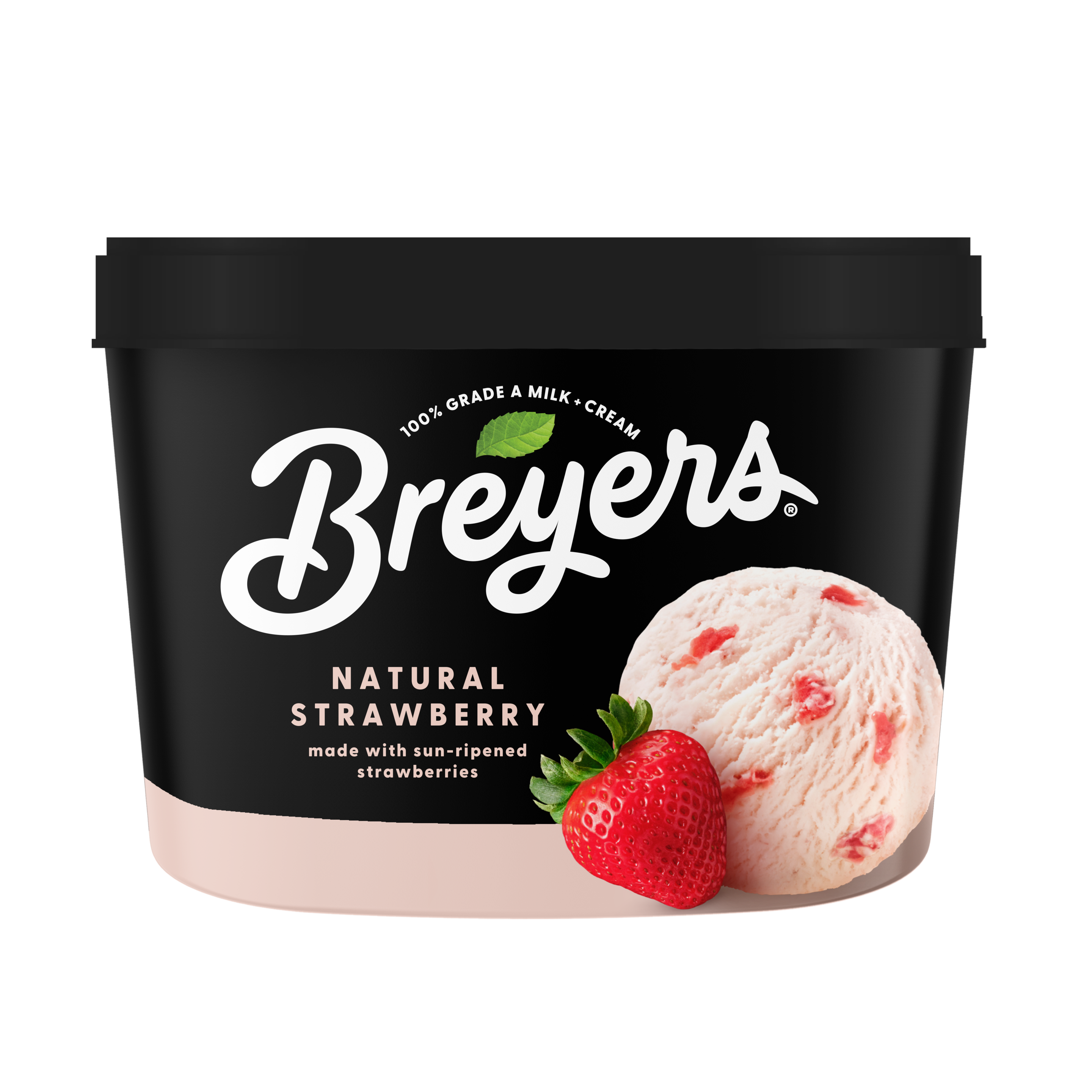 A 48 ounce tub of Breyers® Natural Strawberry simple pack image packshot