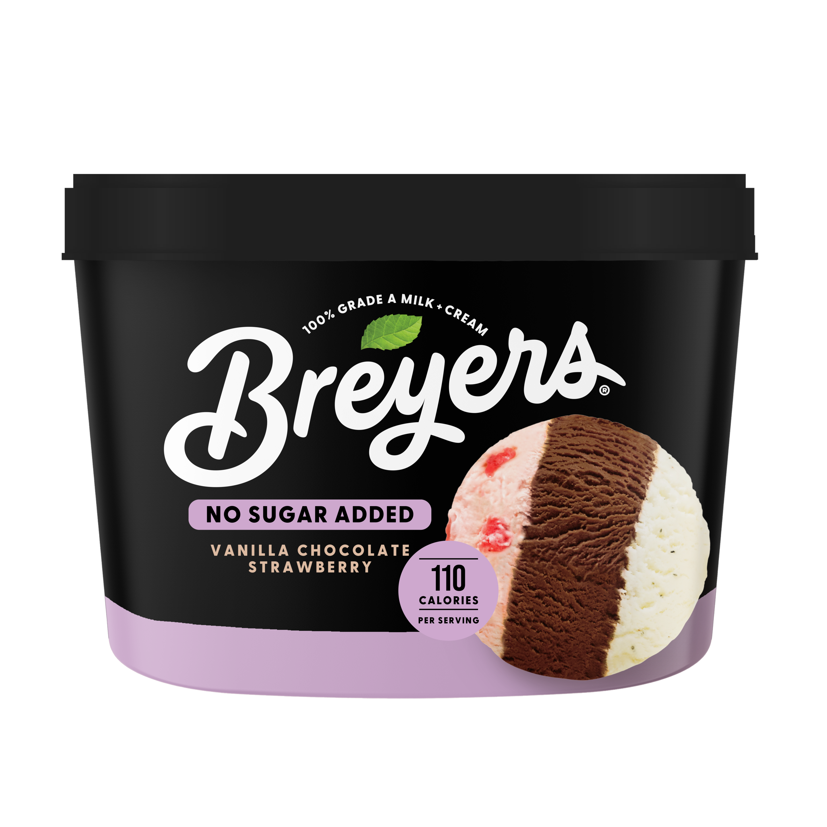 A 48 ounce tub of Breyers® No Sugar Added Vanilla Chocolate Strawberry simple pack image packshot