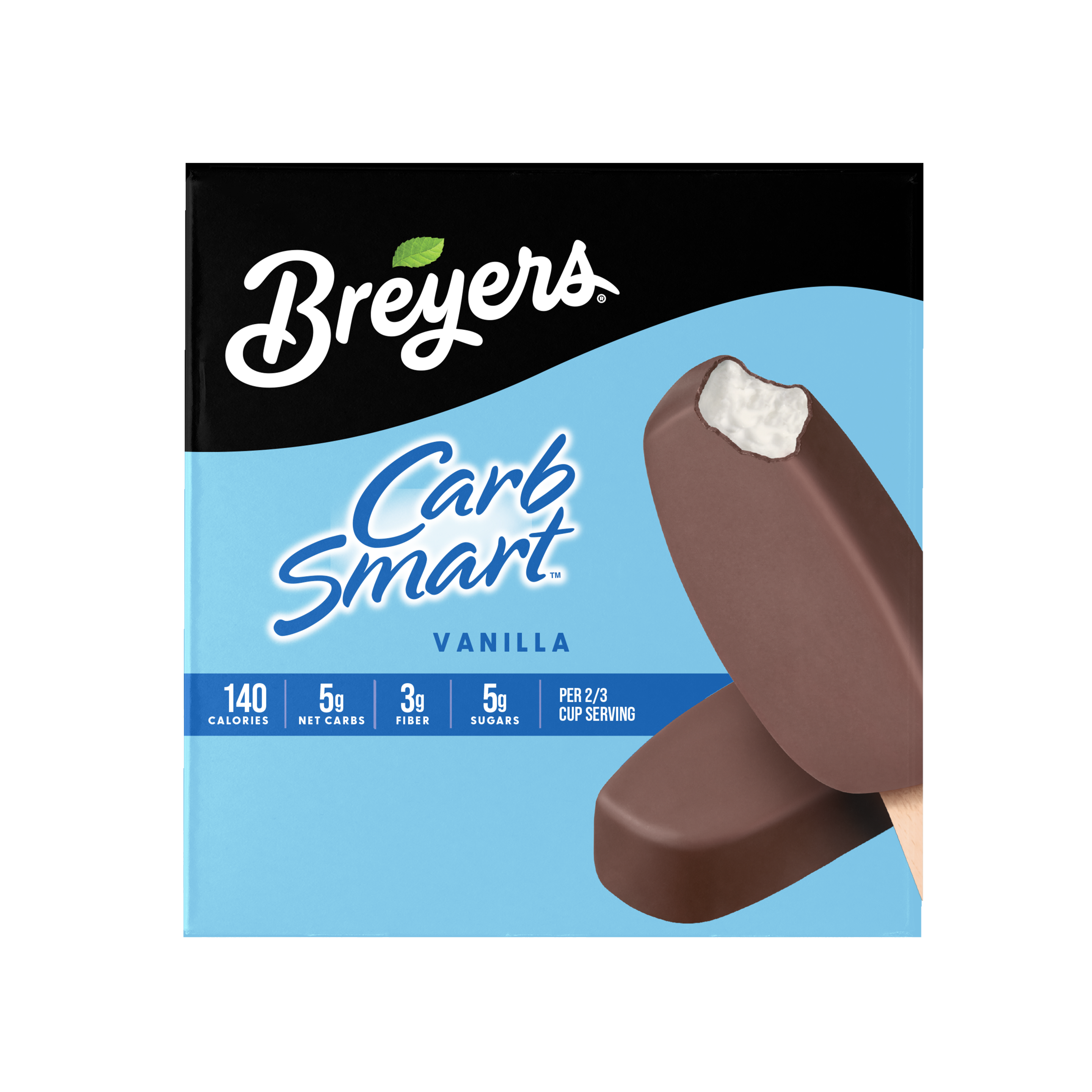 A 6 pack carton of Breyers® CarbSmart™ Vanilla Bar simple pack image packshot