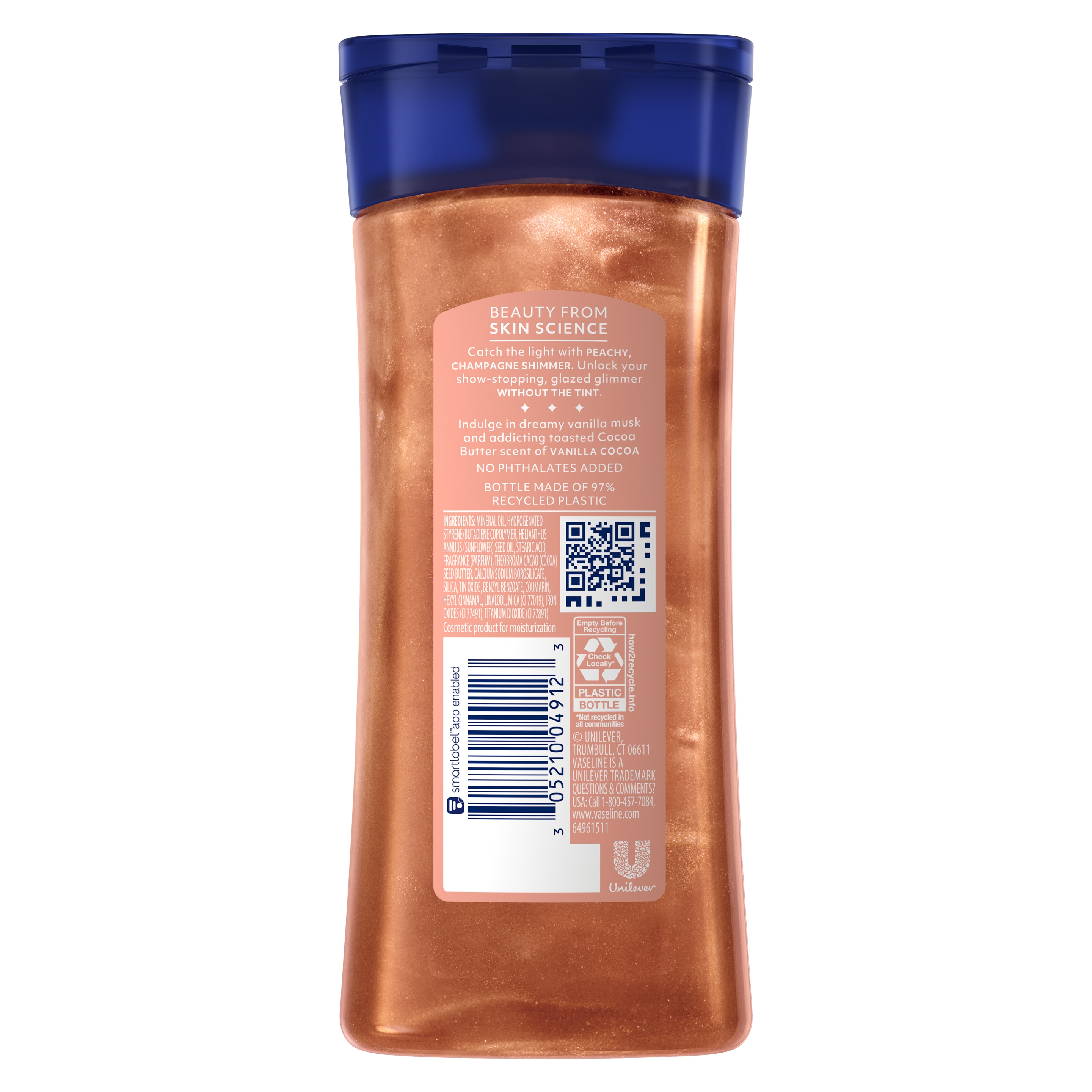 Vaseline® Sunlit Glow Shimmer Gel Oil back of pack