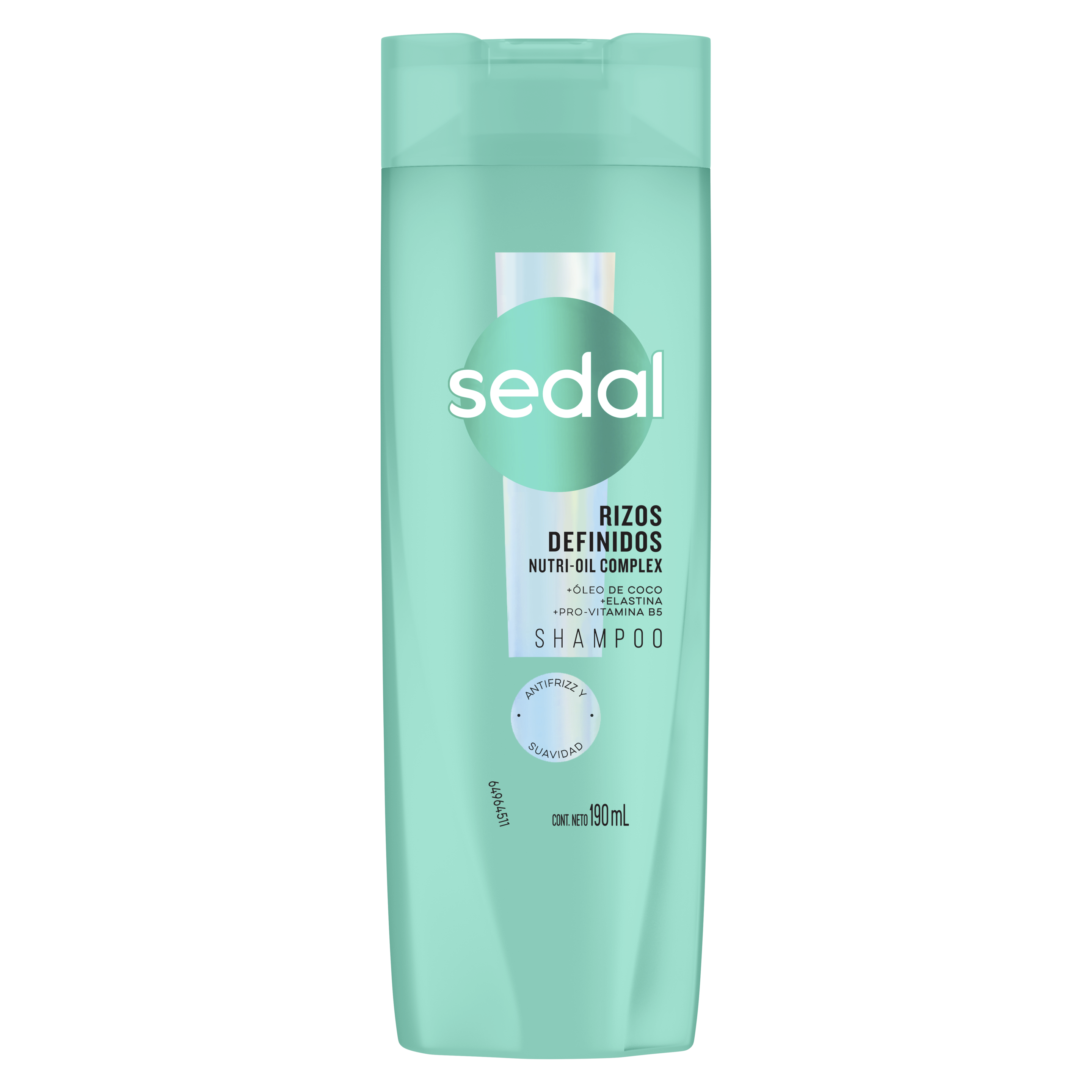 Envase verde Sedal Rizos Definidos shampoo con su fórmula Infusión Activa