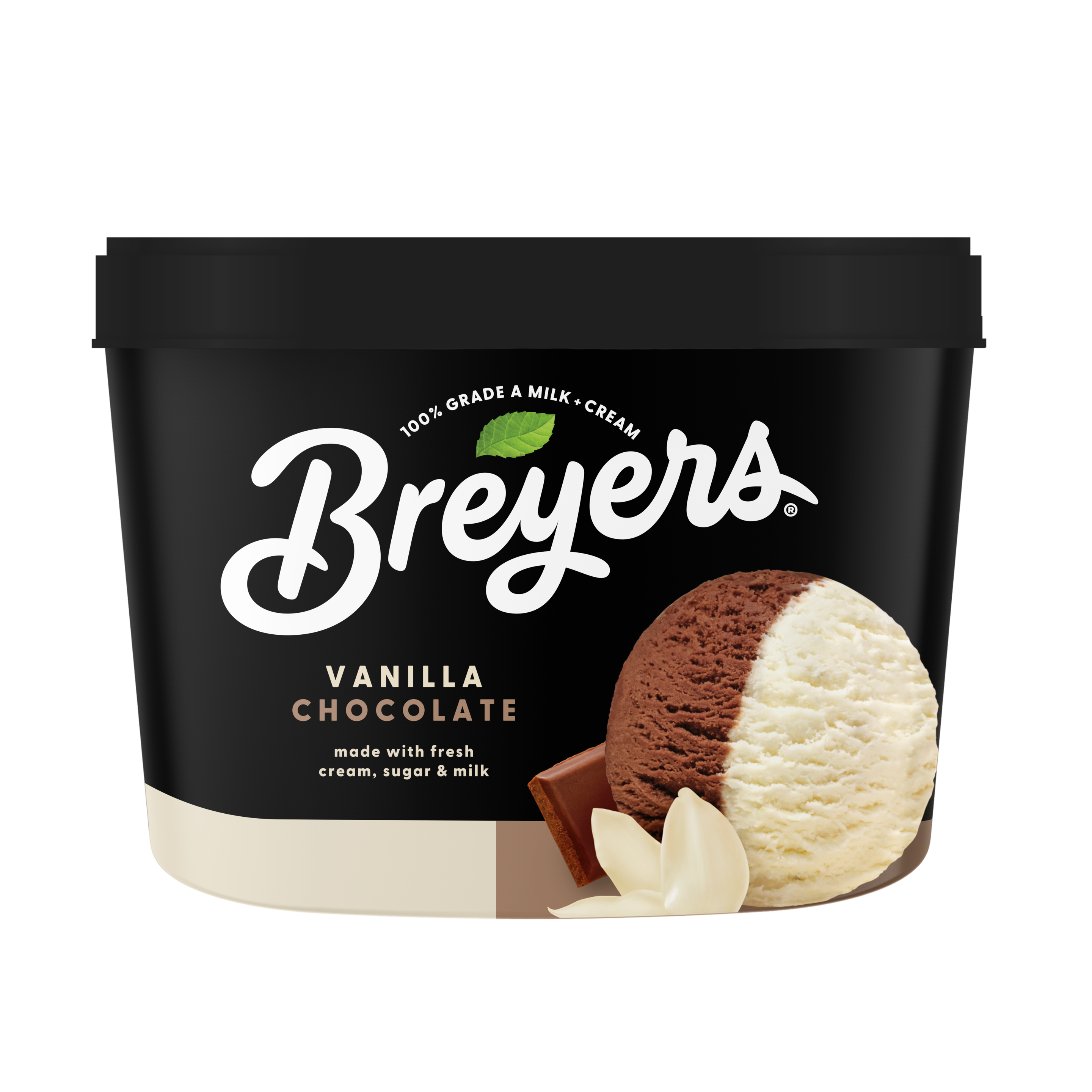A 48 ounce tub of Breyers® Vanilla Chocolate simple pack image packshot