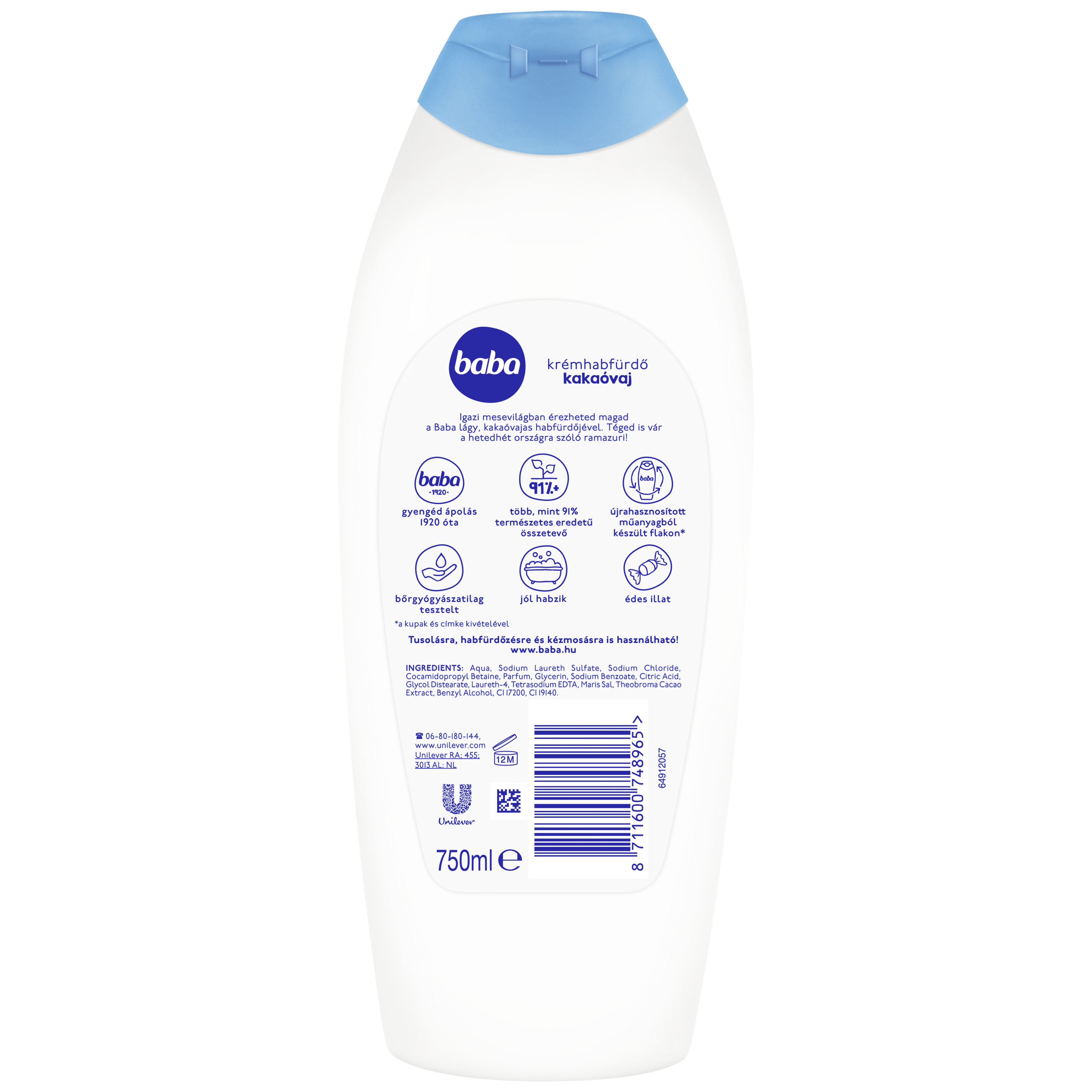 Baba krémhabfürdő kakaóvaj 750 ml