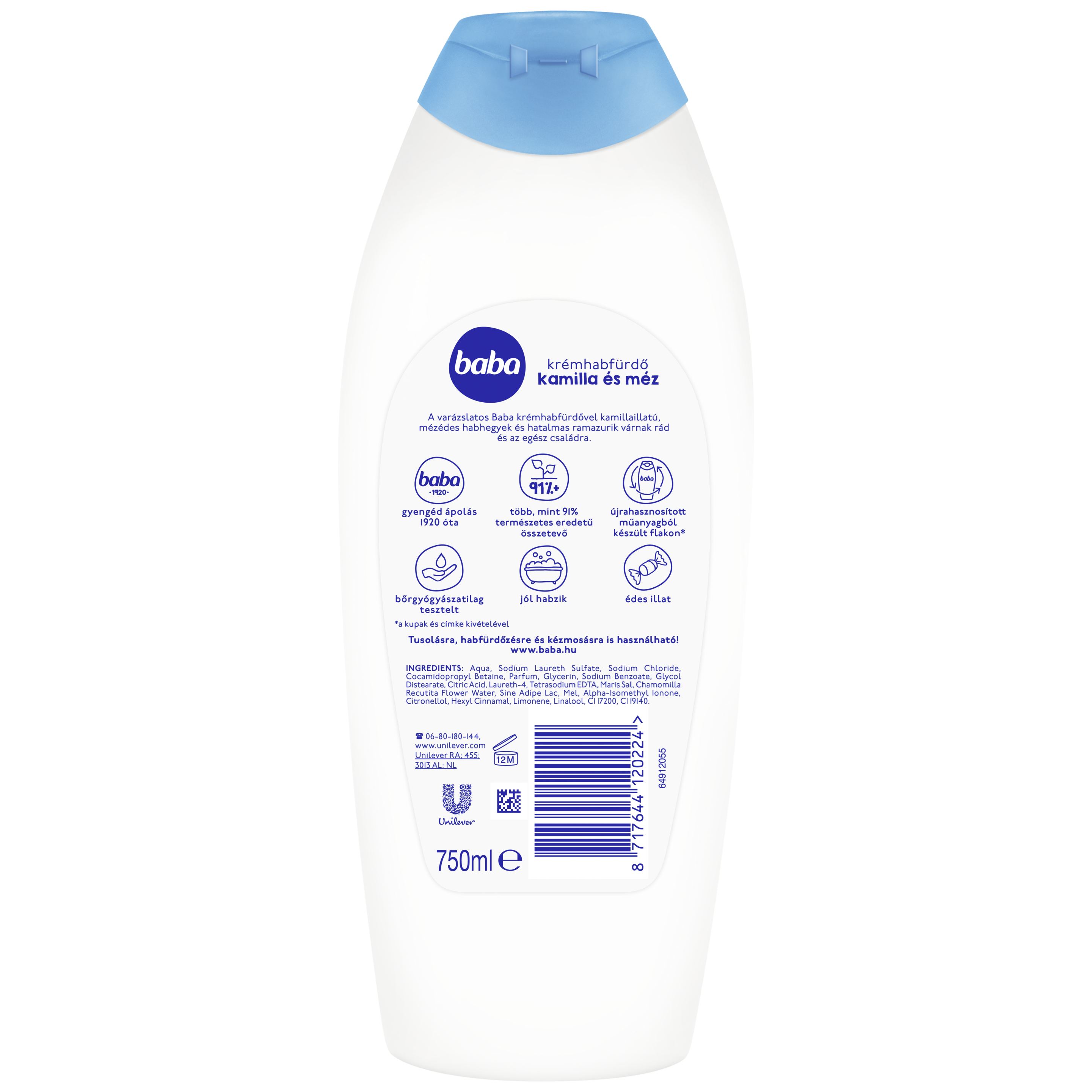 Baba krémhabfürdő kamilla és méz 750 ml