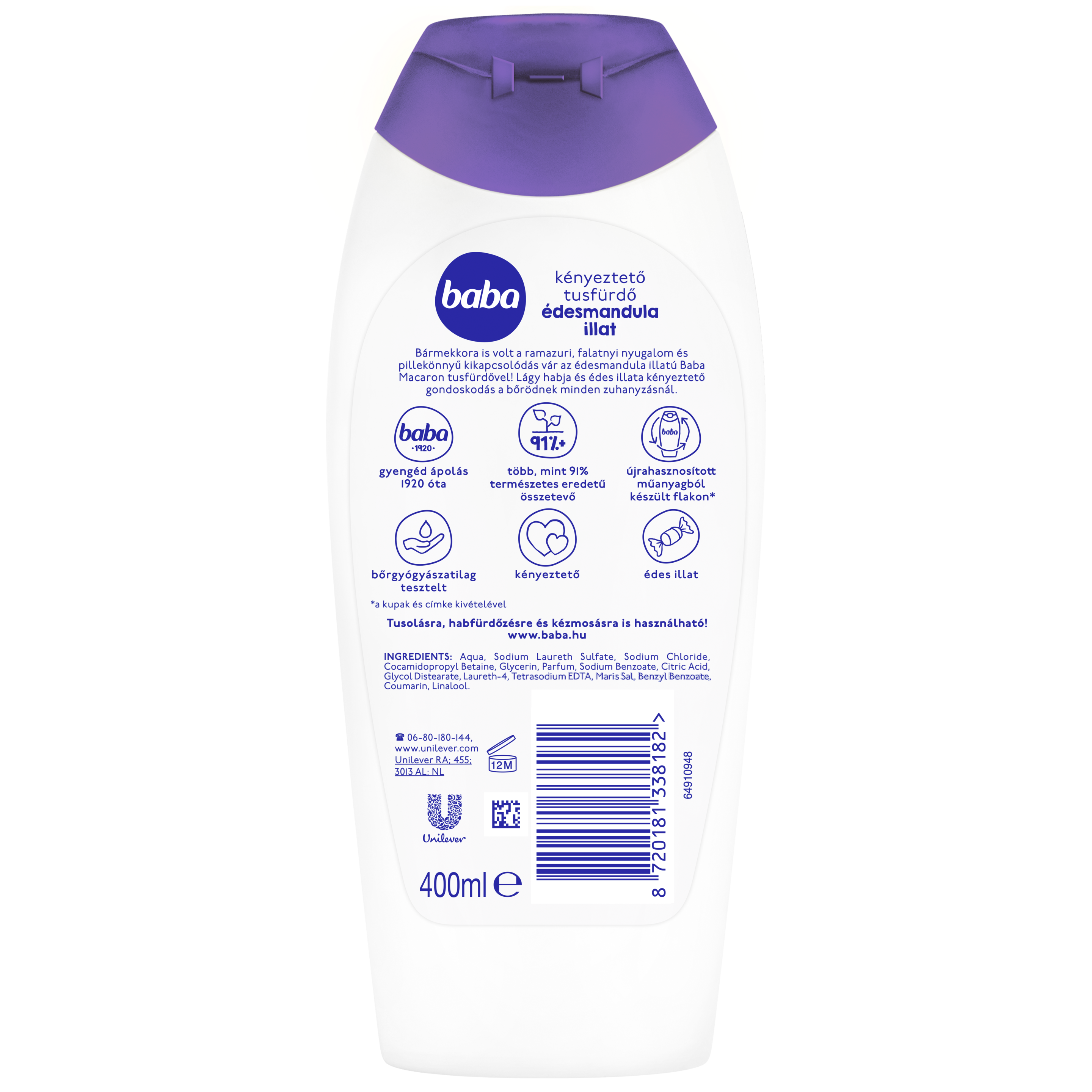 Baba kényeztető tusfürdő édesmandula illat 400 ml
