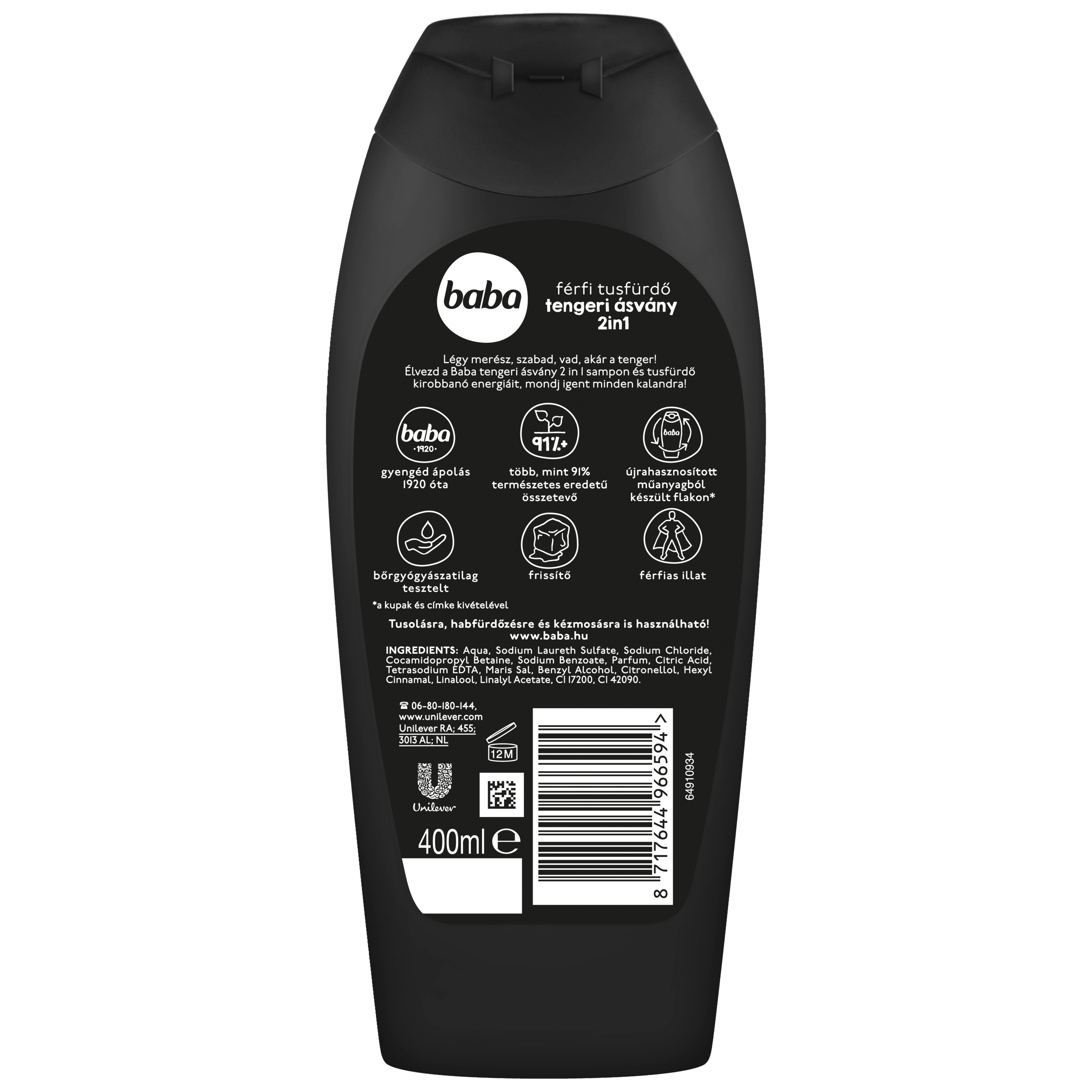 Baba férfi tusfürdő tengeri ásvány 2in1 400 ml