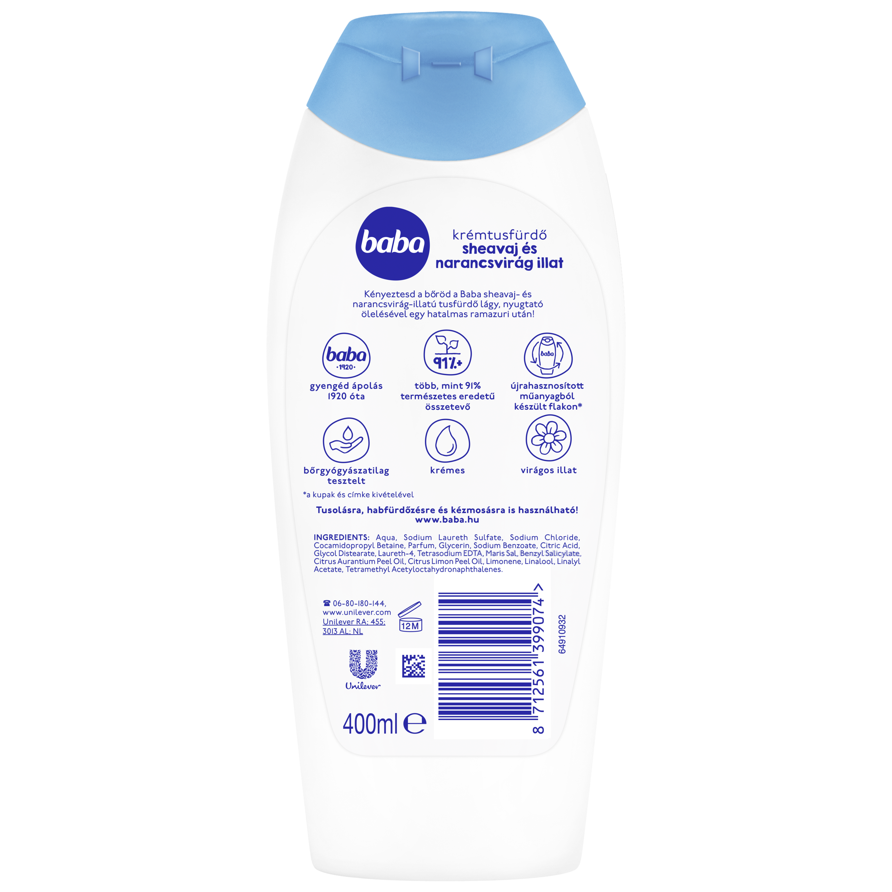 Baba krémtusfürdő sheavaj és narancsvirág illat 400 ml