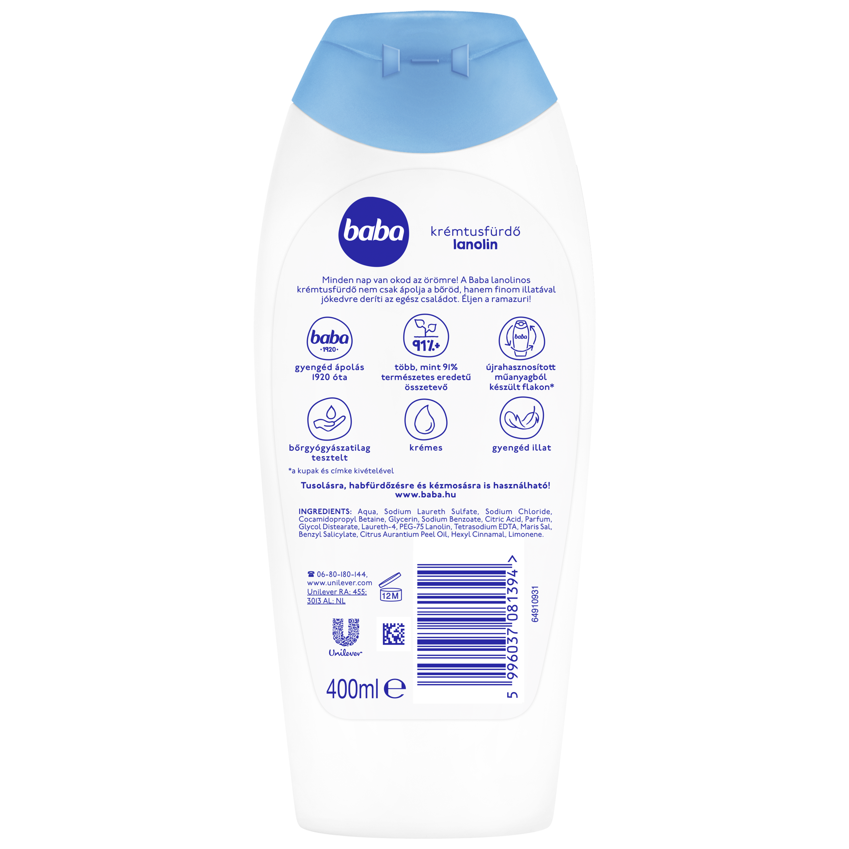 Baba krémtusfürdő lanolin 400 ml