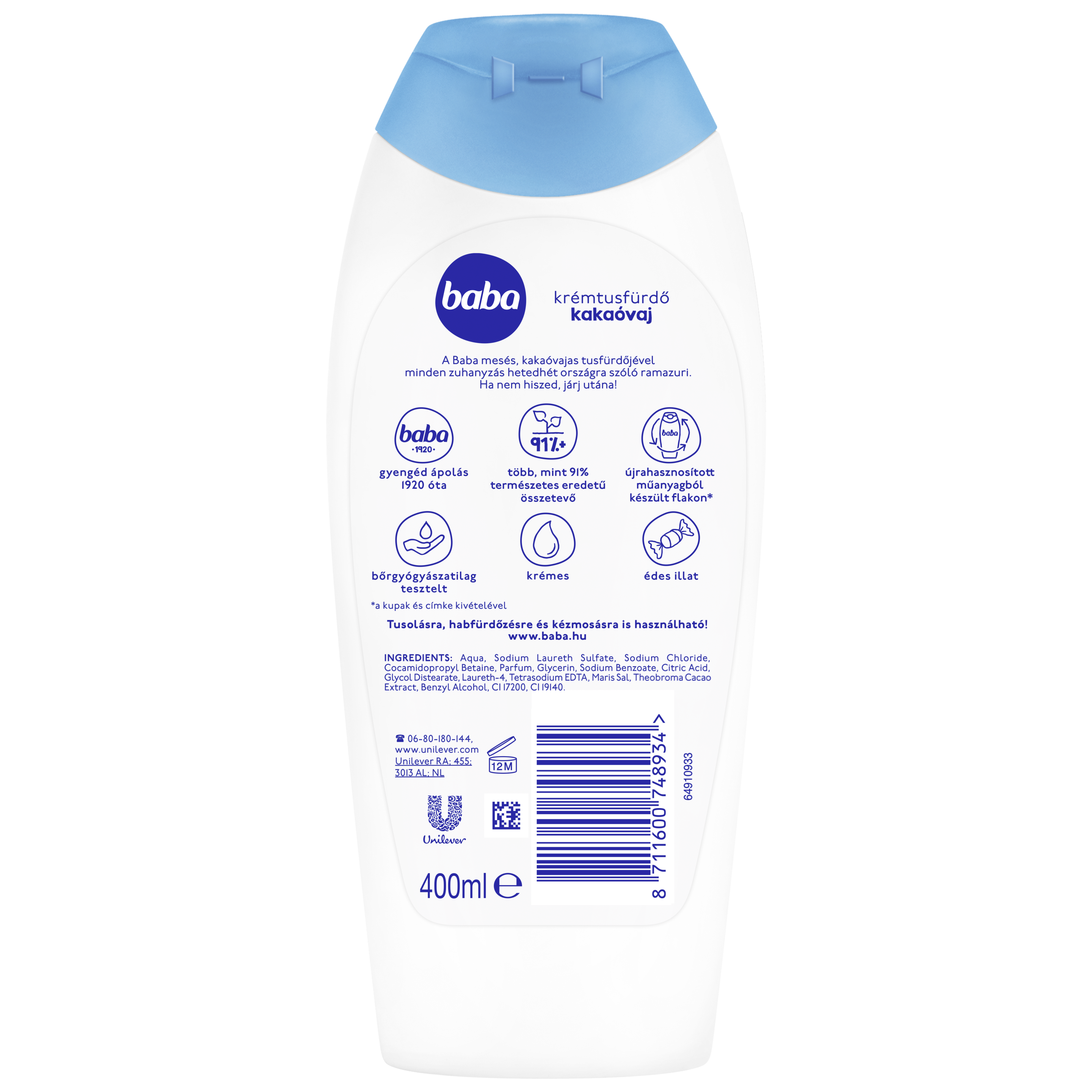 Baba krémtusfürdő kakaóvaj 400 ml