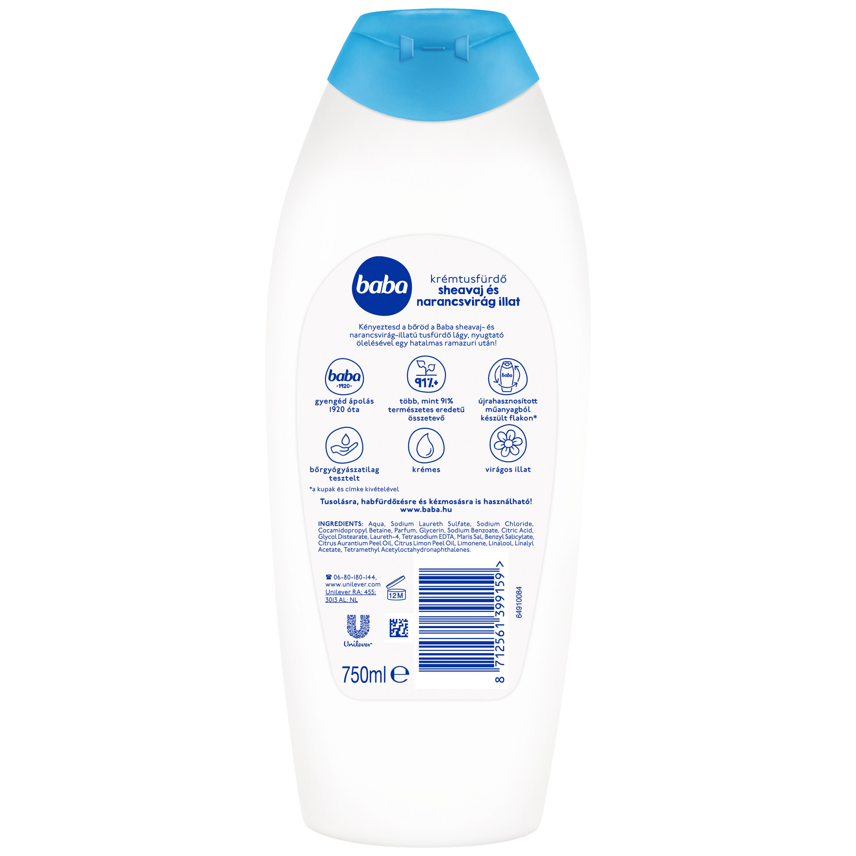 Baba krémtusfürdő sheavaj és narancsvirág illat 750 ml