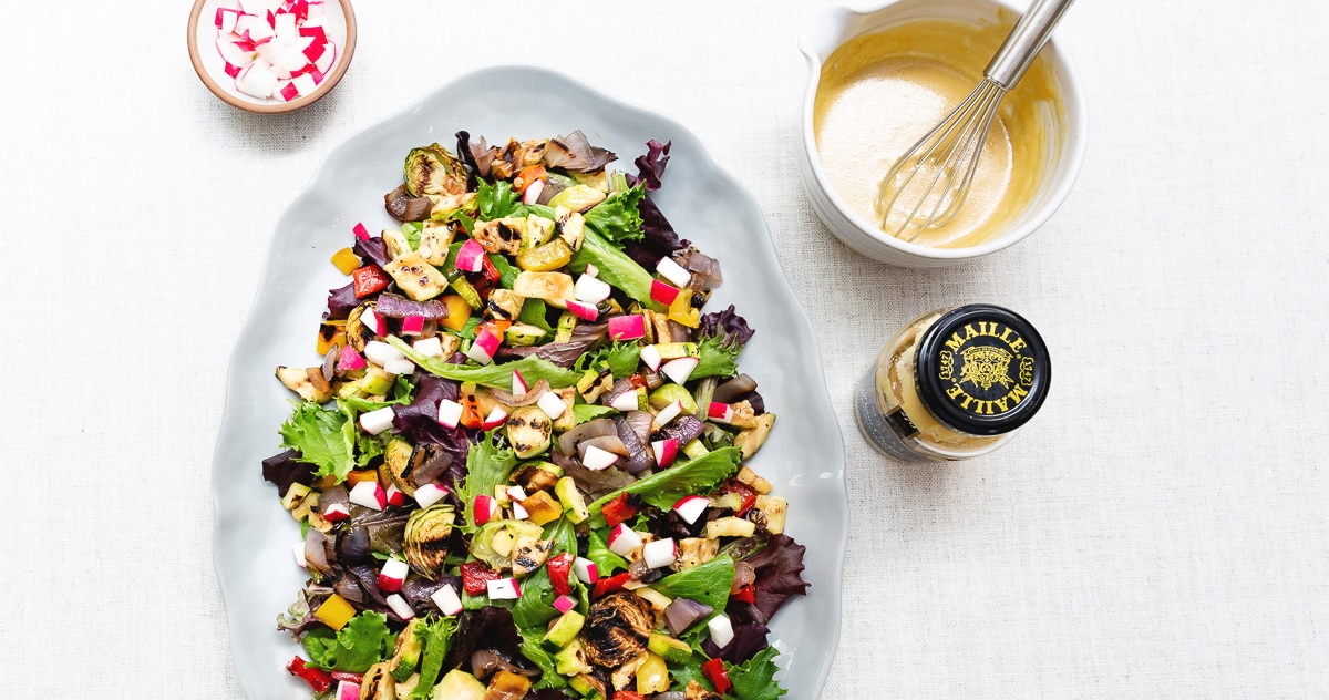 Grilled Vegetable Salad with Creamy Lemon Mustard Dressing