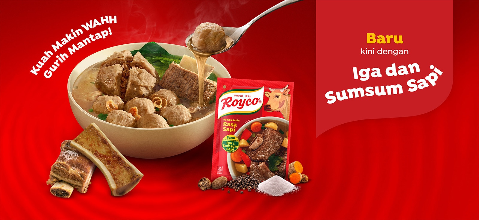 Royco Kaldu Sapi formula baru dengan iga & sum-sum sapi asli