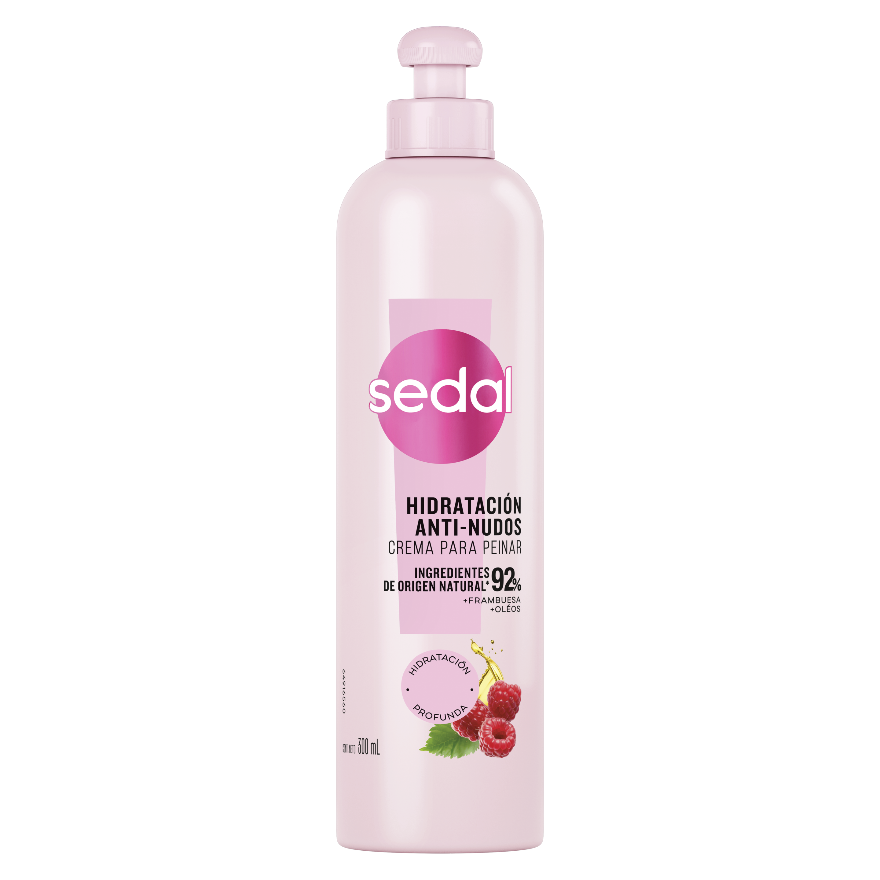 Imagen al frente del paquete Crema para Peinar Sedal Hidratación Anti-Nudos Frambuesa y Óleos 300 ml