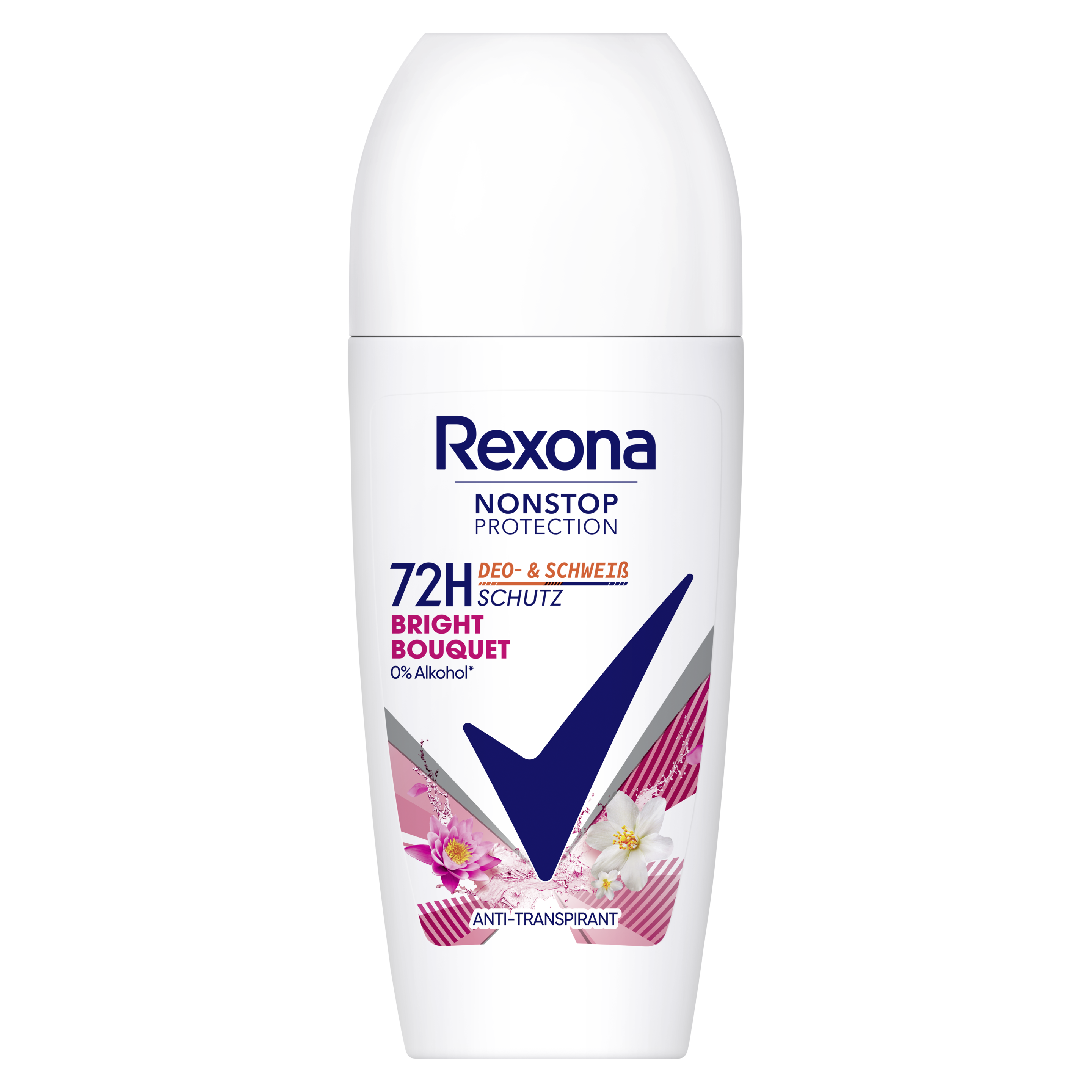 Rexona Nonstop Protection Deo Roll-On Bright Bouquet Antitranspirant mit 72 Stunden Schutz vor Schweiß und Körpergeruch 50 ml packshot