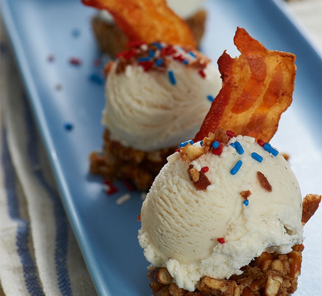 Red, white and bacon Breyers vanilla ice cream cupcakes