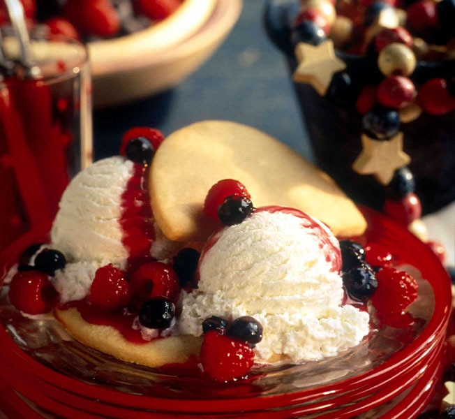 Red, white and blueberry shortcake