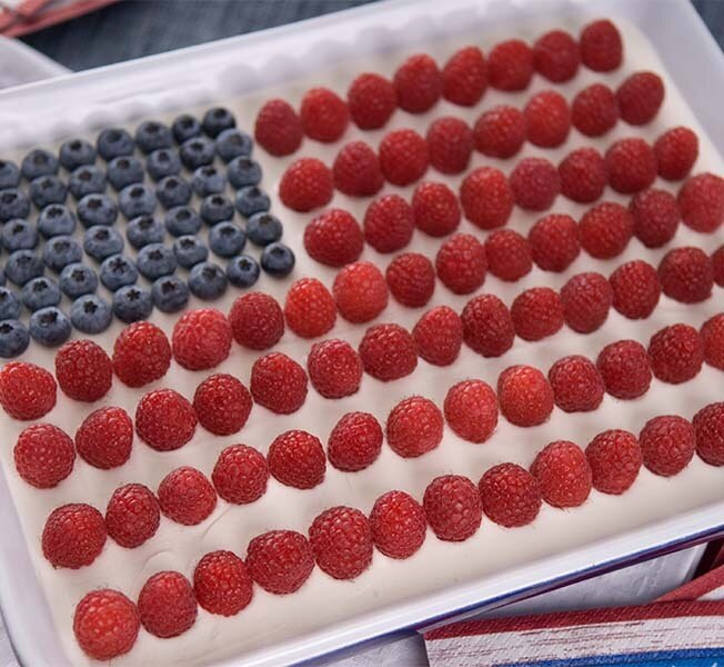 American Flag ice cream cake made with Breyers