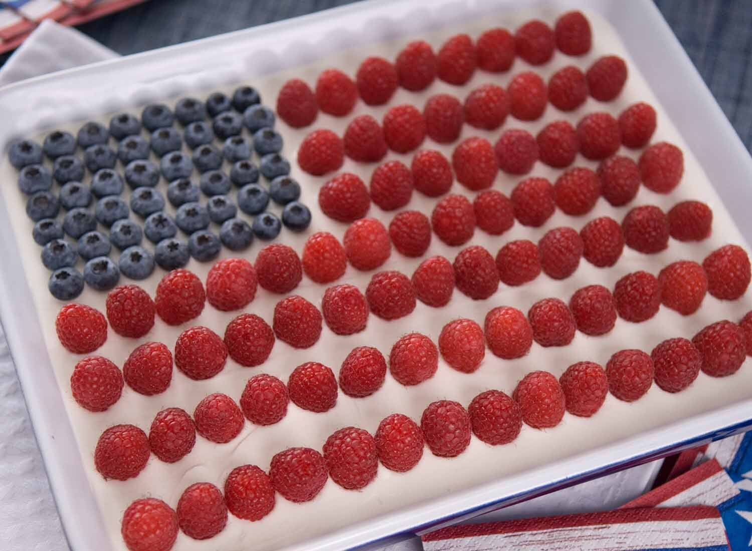 American Flag ice cream cake made with Breyers