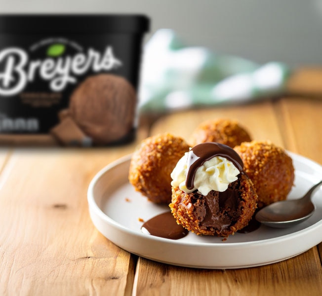 Air fryer ice cream made with Breyers chocolate.