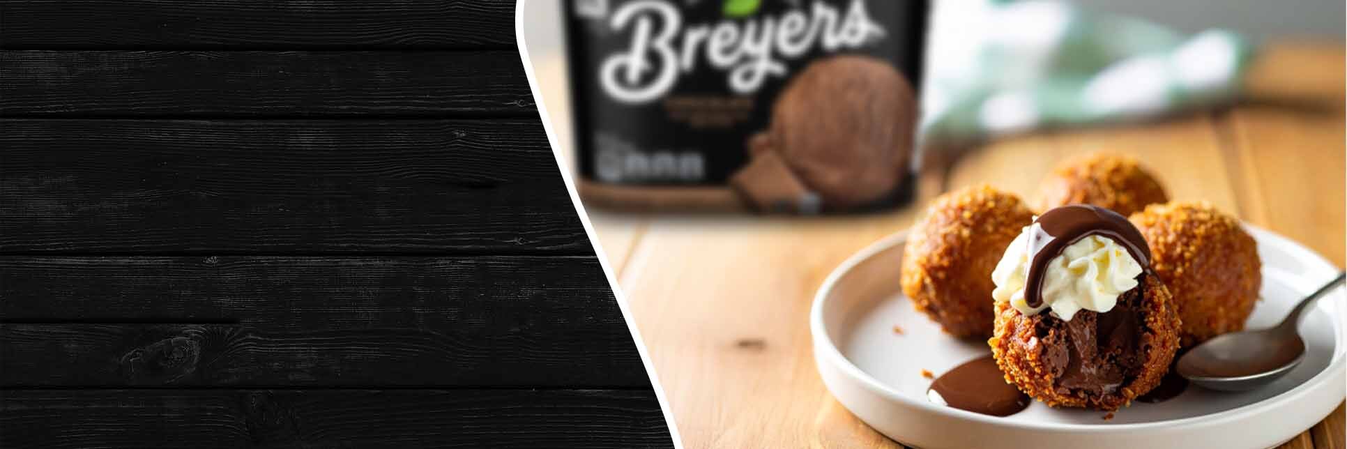 Air fryer ice cream made with Breyers chocolate.