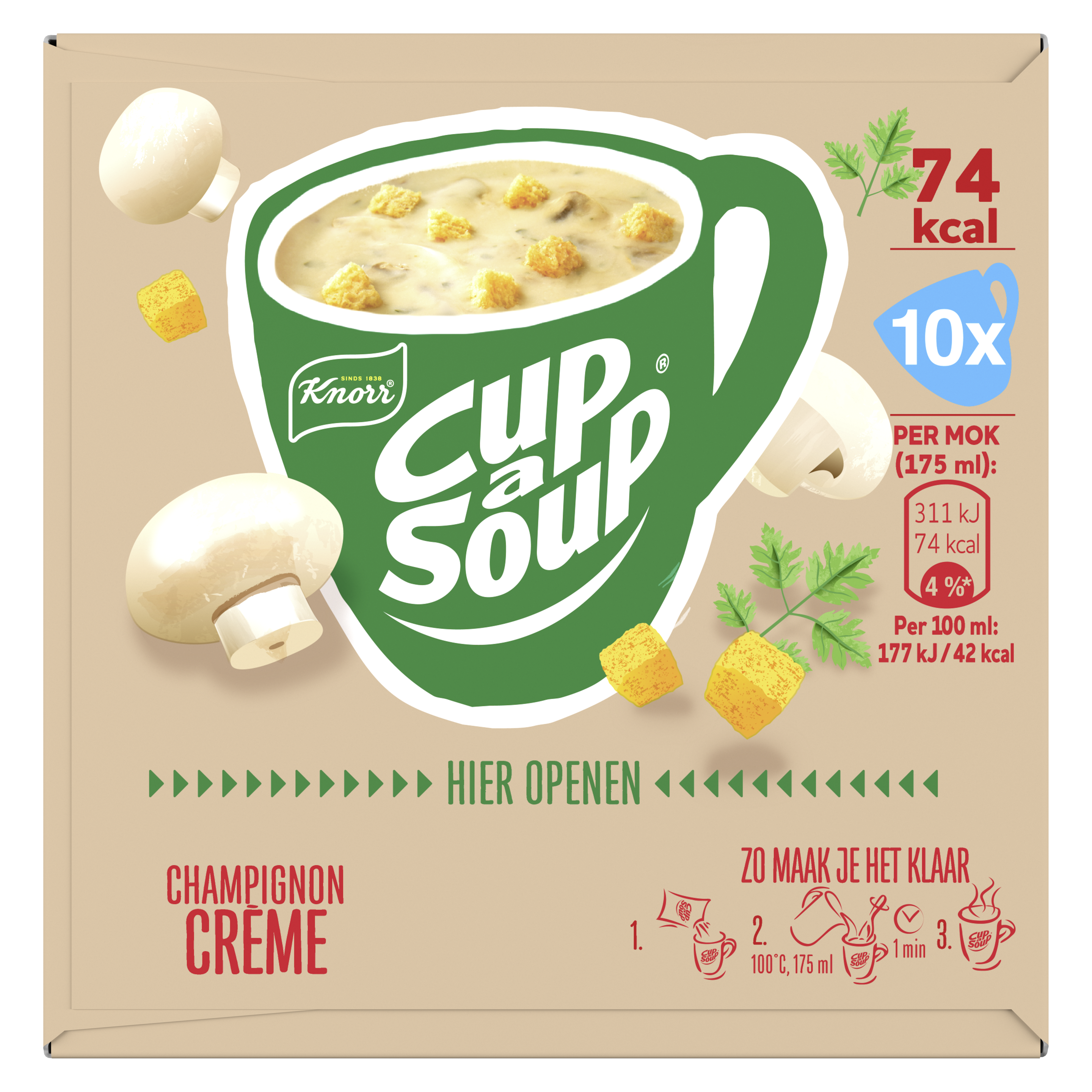 Knorr  Cup-a-Soup Champignon Crème 10 x 175 ml