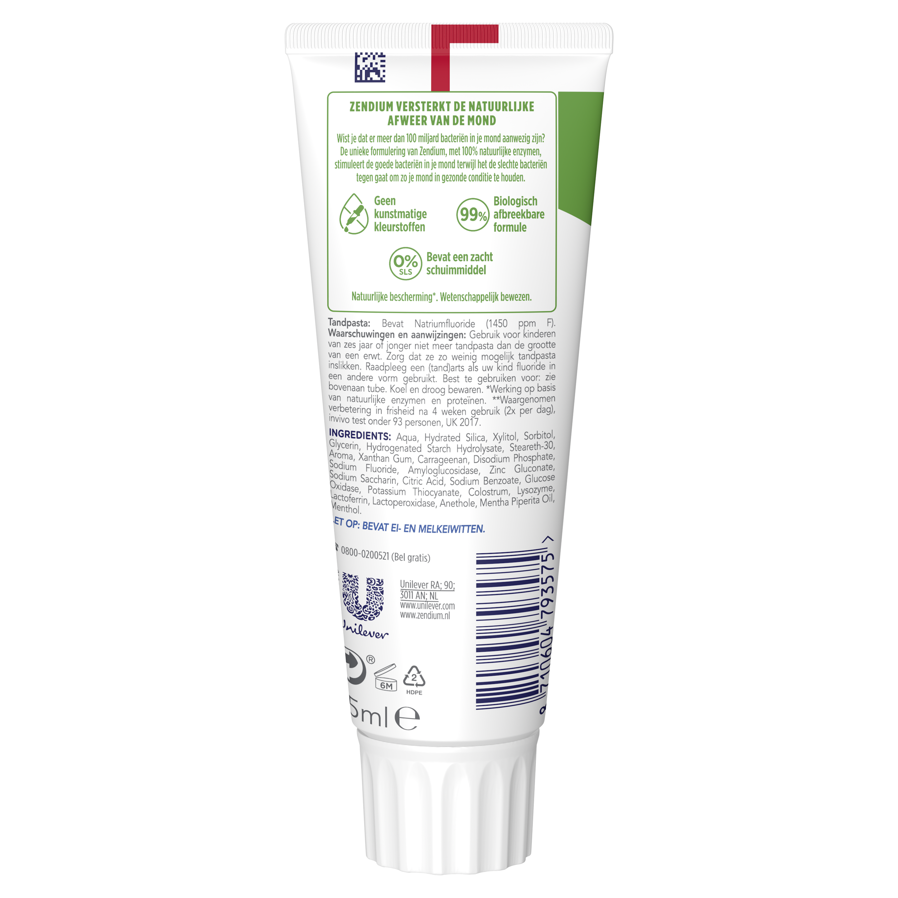 Zendium Extra Fresh Tandpasta 75ml back