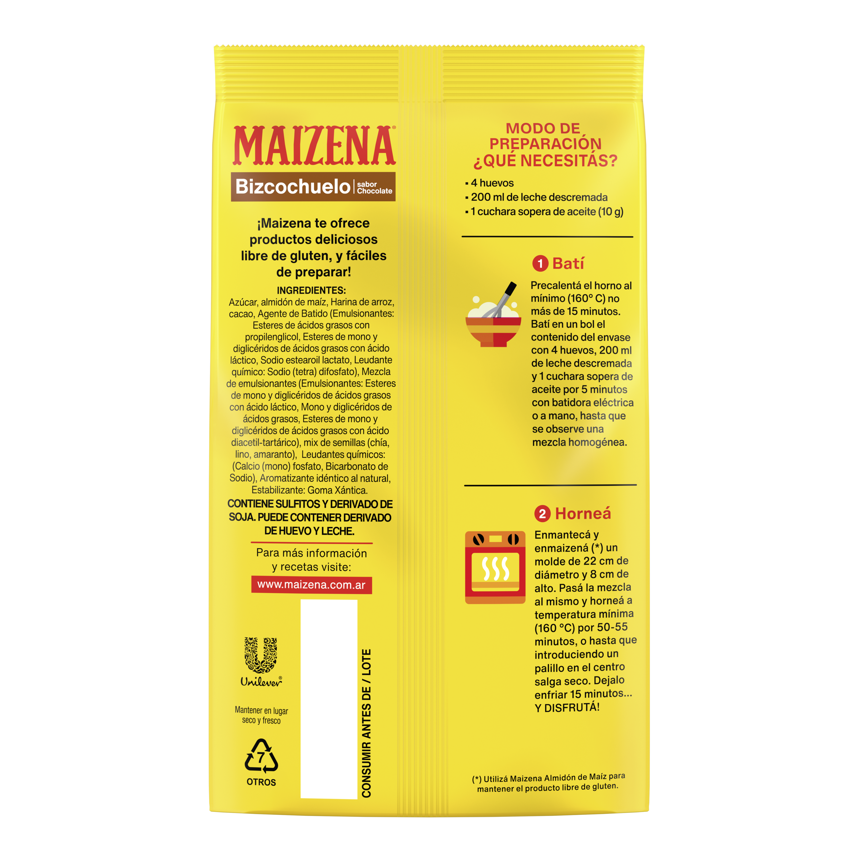 Premezcla de bizcochuelo sabor Chocolate sin TACC - Maizena