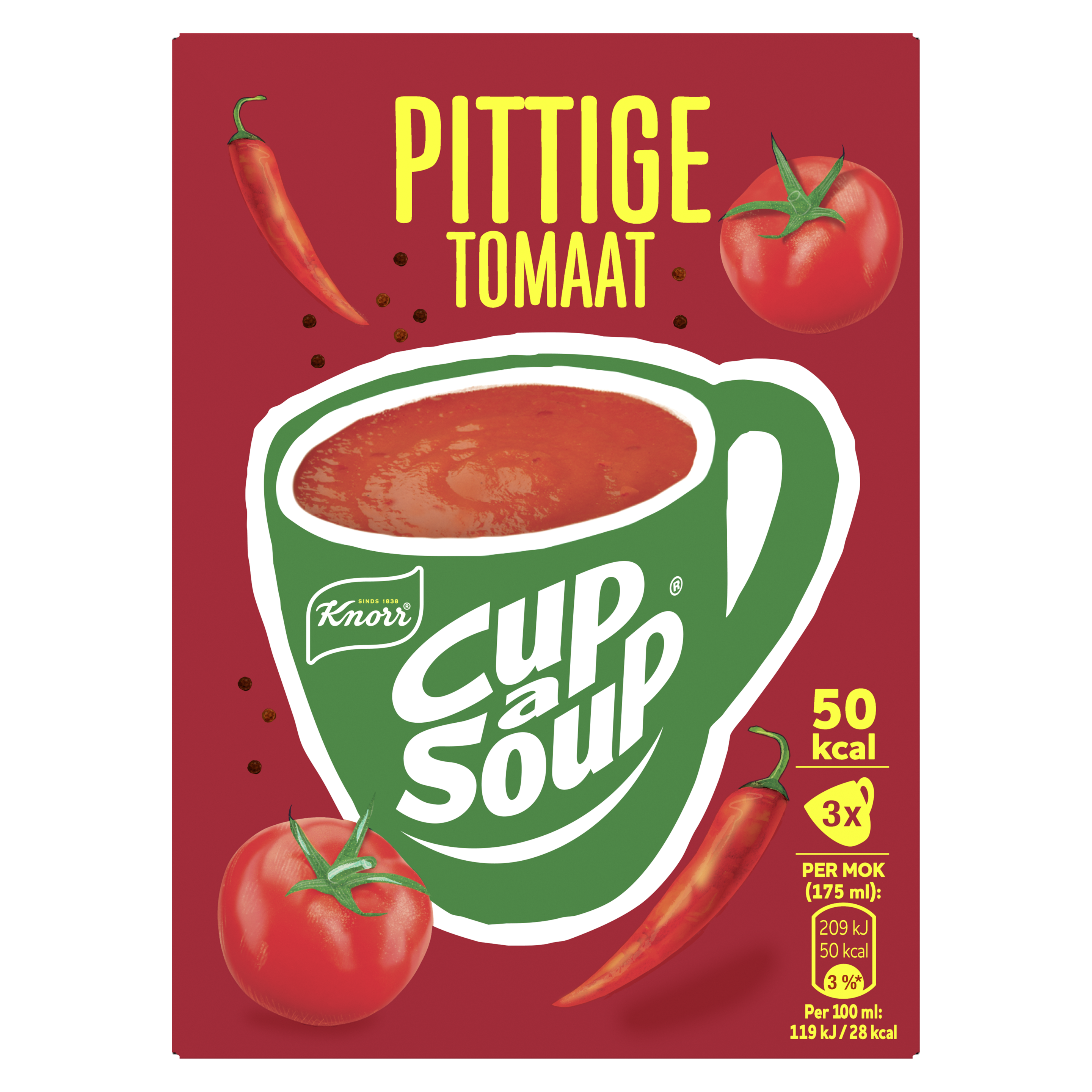 Knorr  Cup-a-Soup Pittige Tomaat 3 x 175 ml