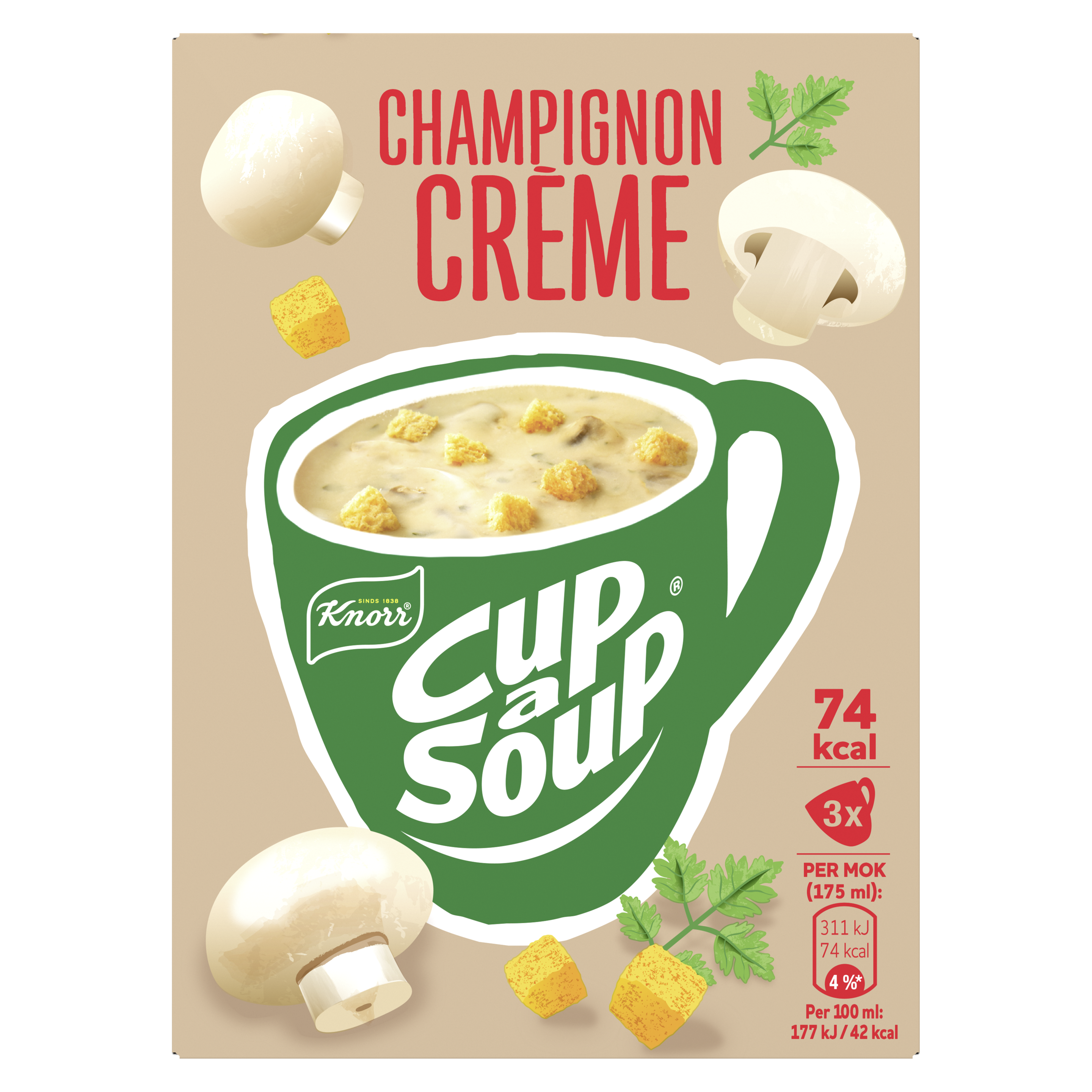Knorr  Cup-a-Soup Champignon Crème 3 x 175 ml packshot