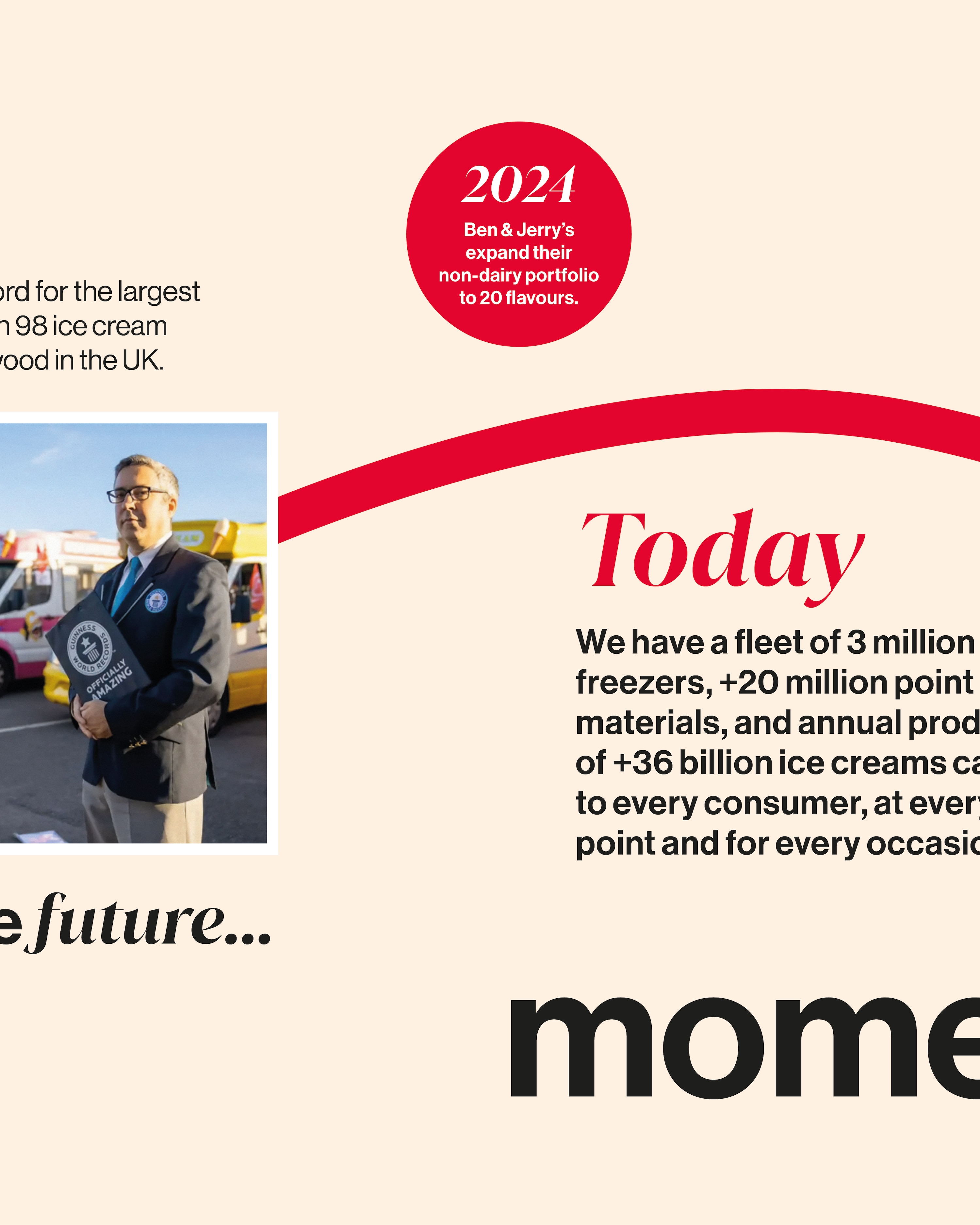 Man in business suit standing next to colorful ice cream trucks