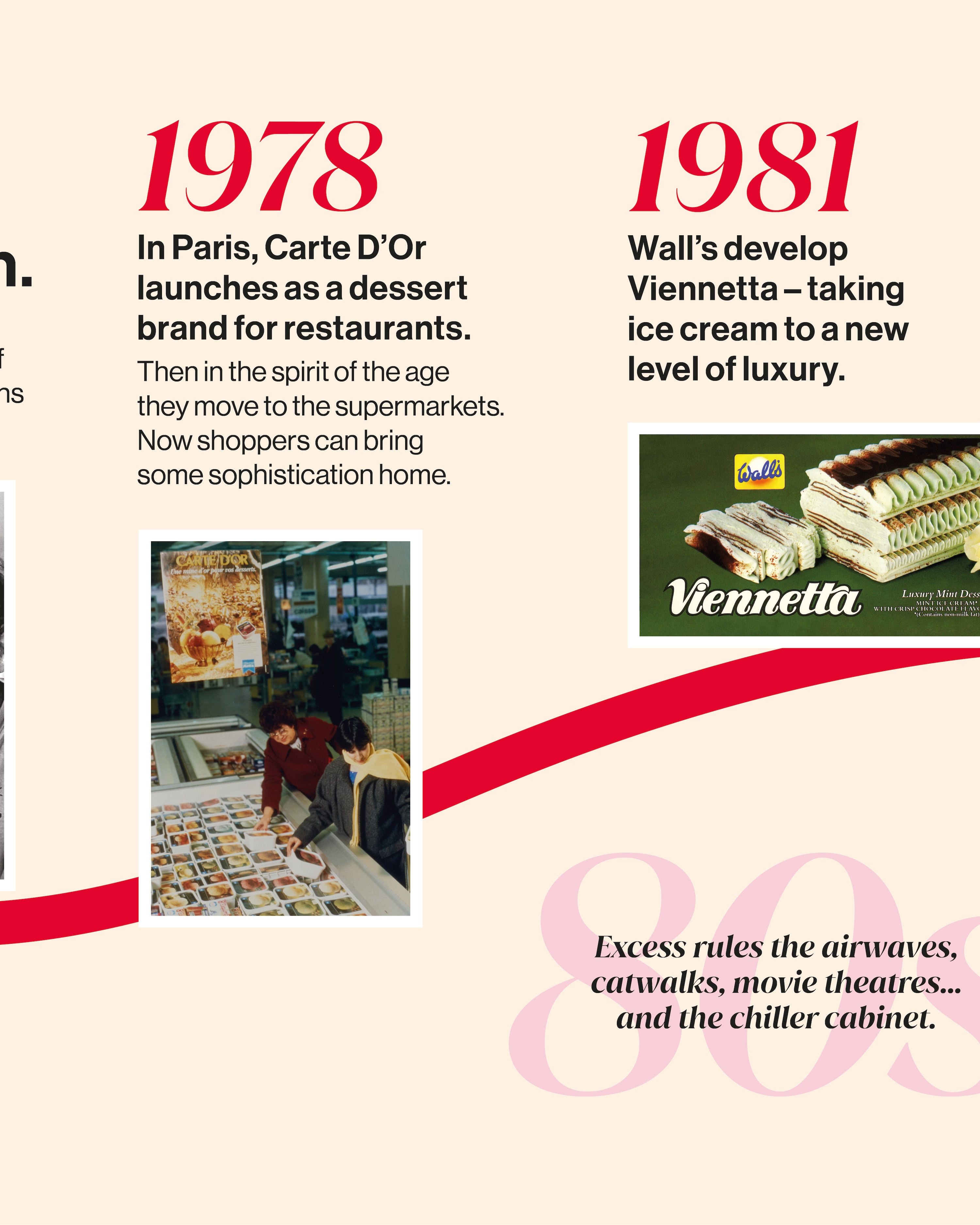 Vintage Carte D'Or ice cream display in a supermarket freezer case