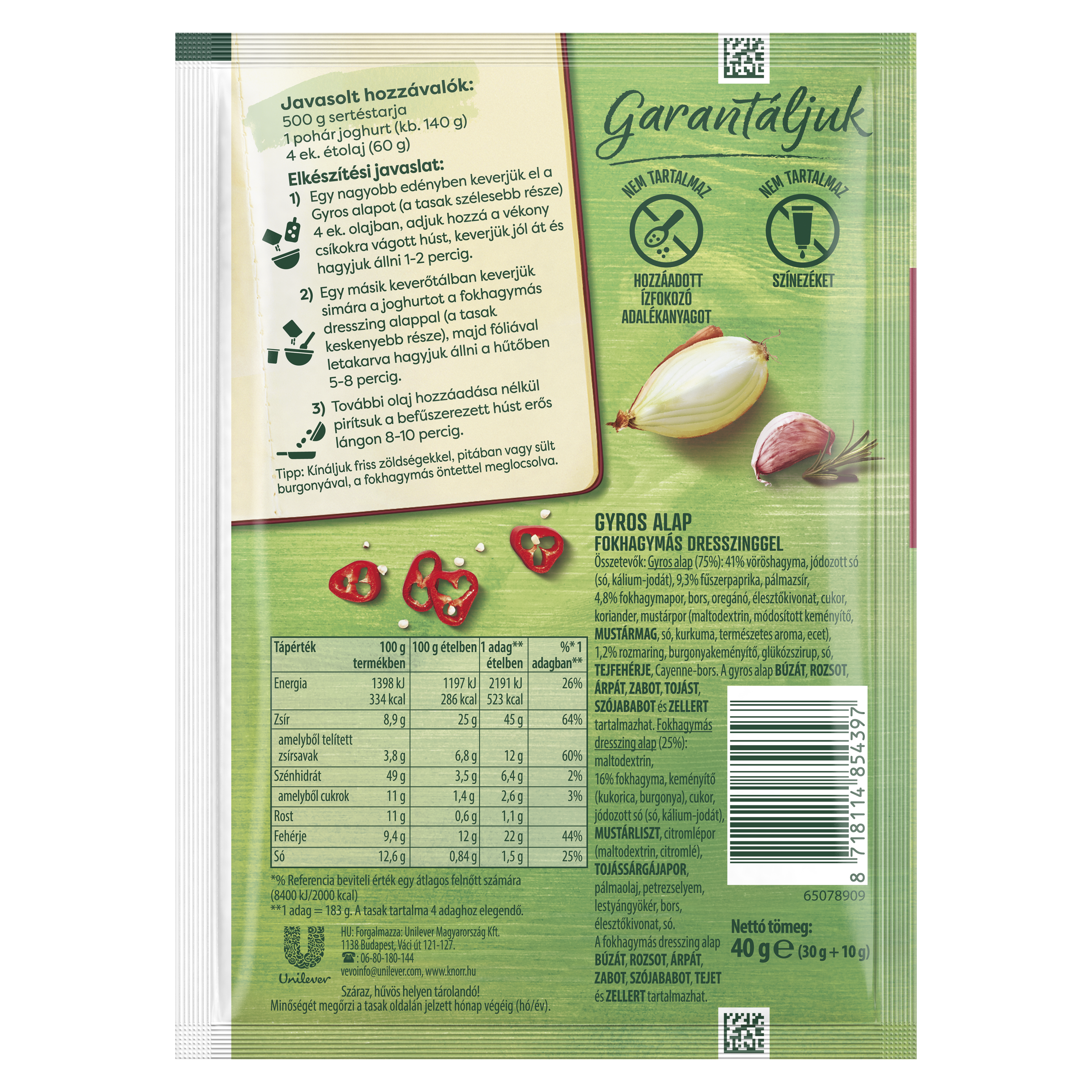 Knorr Gyros alap fokhagymás dresszinggel