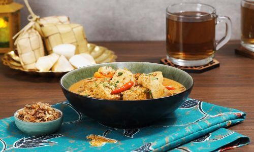 Resep opor tahu tempe dengan ketupat. olahan tempe