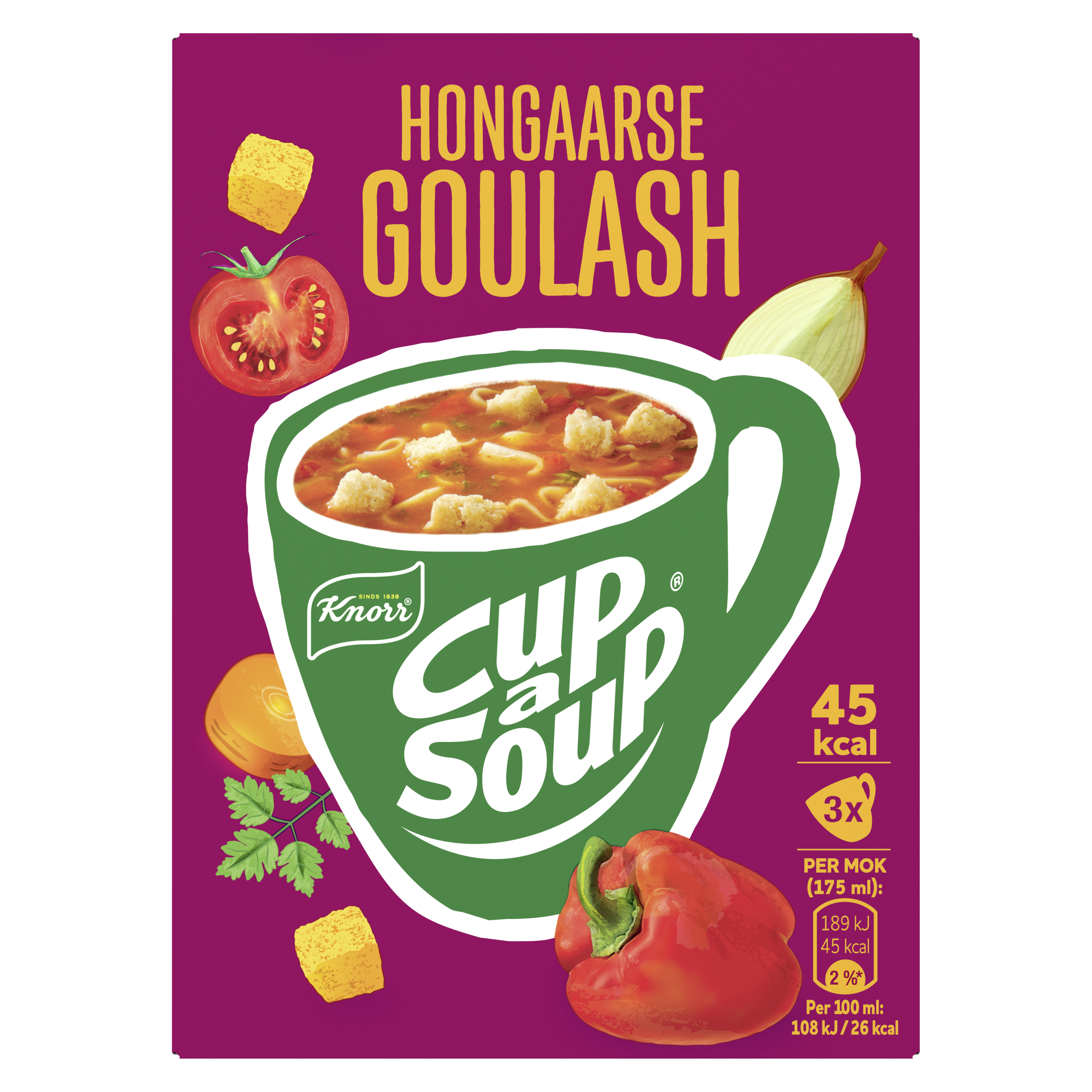 Knorr  Cup-a-Soup Hongaarse Goulash 3 x 175 ml