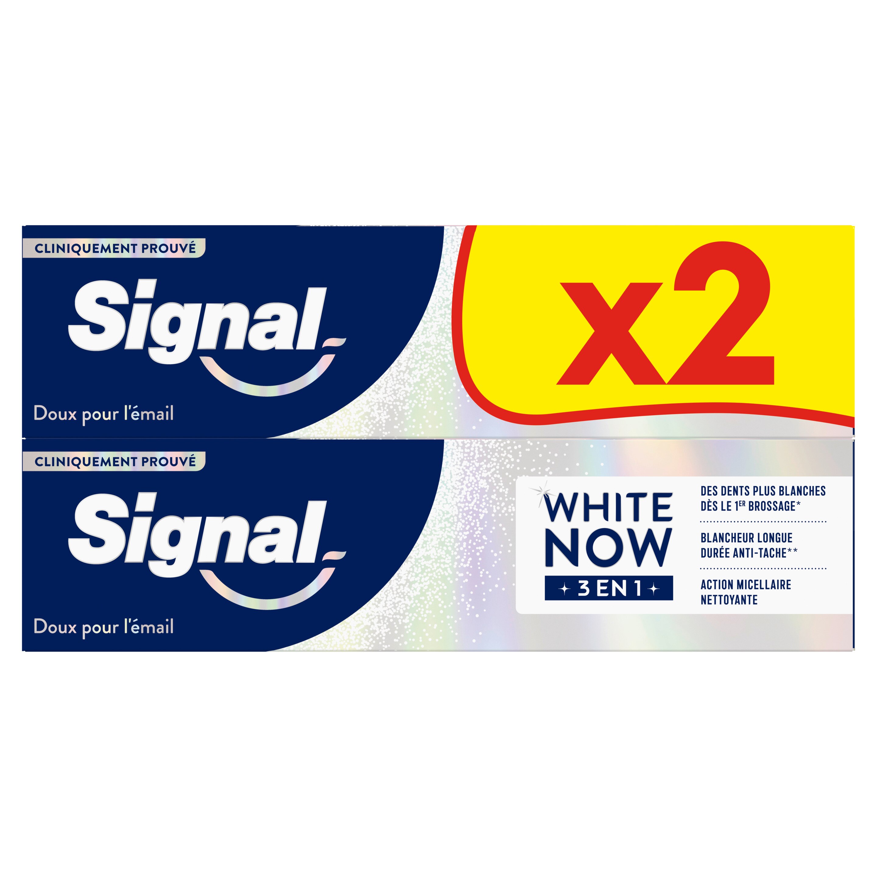 Signal White Now Dentifrice 3en1 Incontournable Action blancheur 2x75ml packshot
