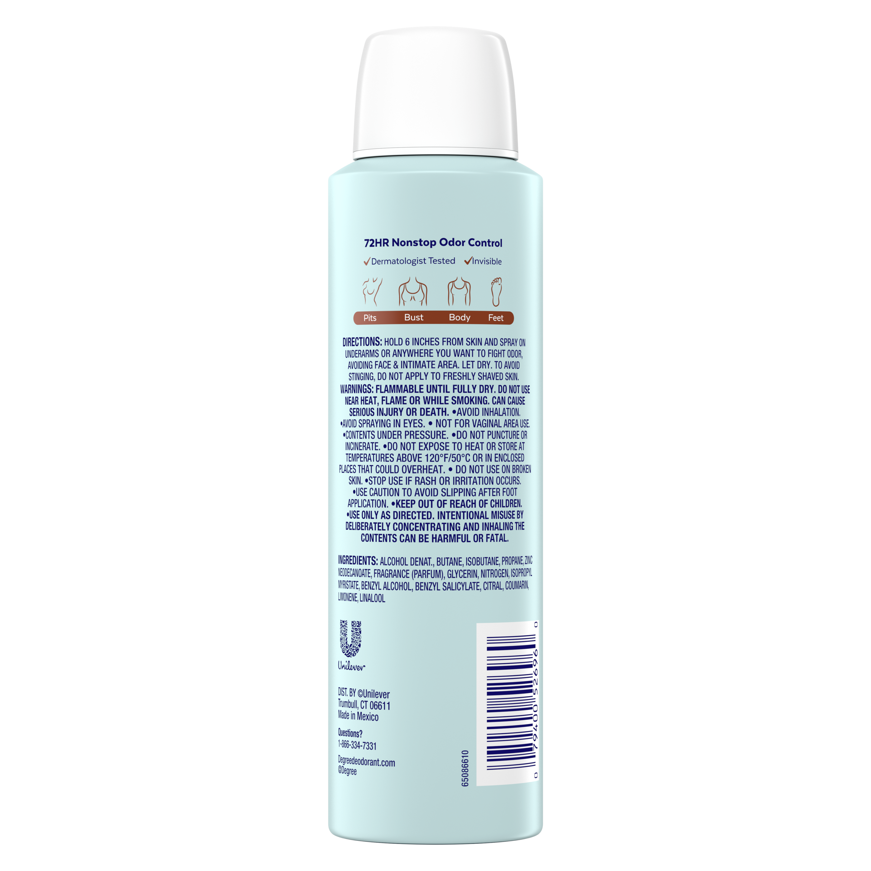 Fresh Coconut Whole Body Deodorant Spray For Women, Aluminum Free