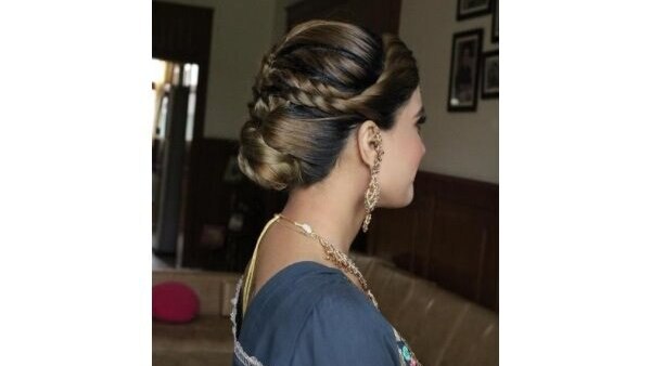 bun hairstyle Bejeweled updos for brides brown hair