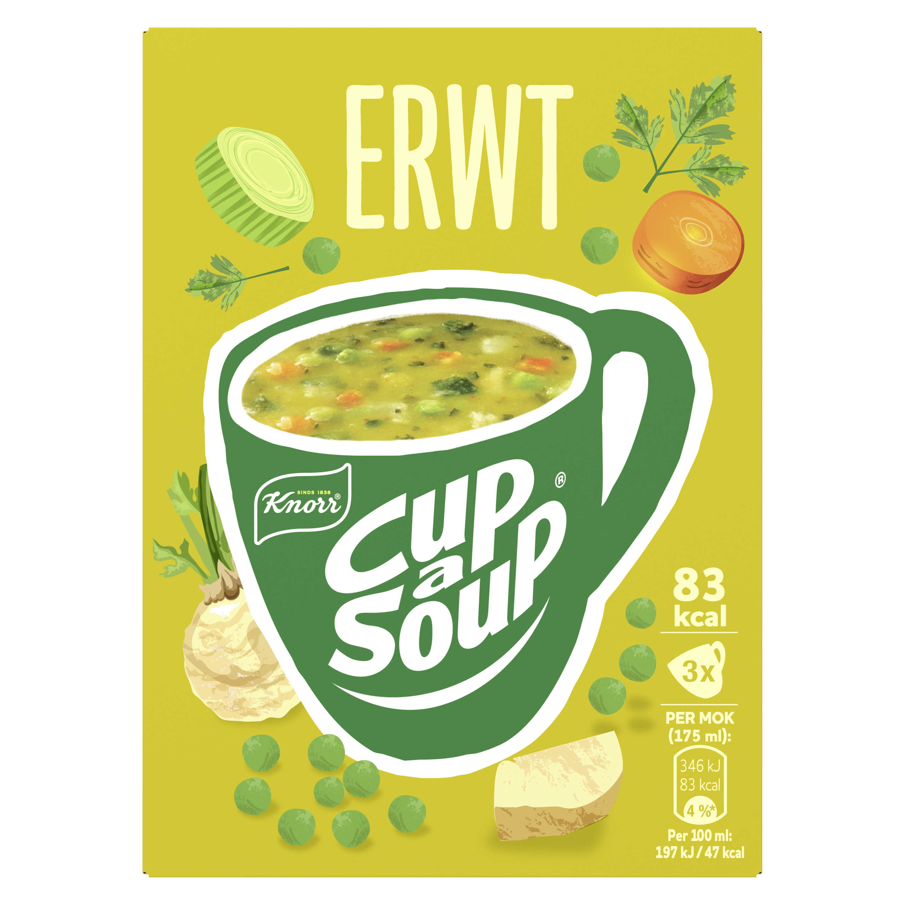 Knorr  Cup-a-Soup Erwt 3 x 175 ml