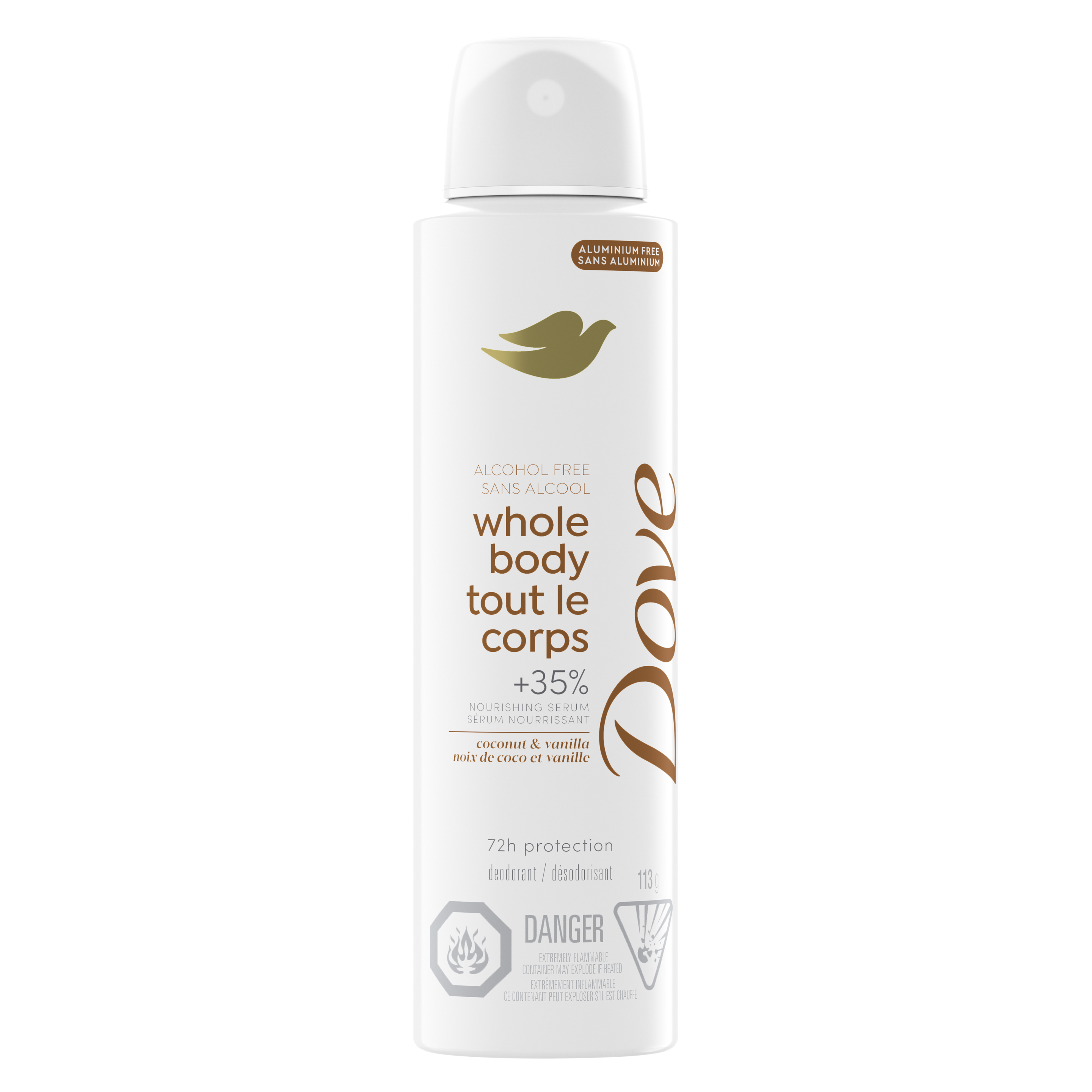 Dove Coconut Vanilla Alcohol-Free Whole Body Deodorant Spray packshot