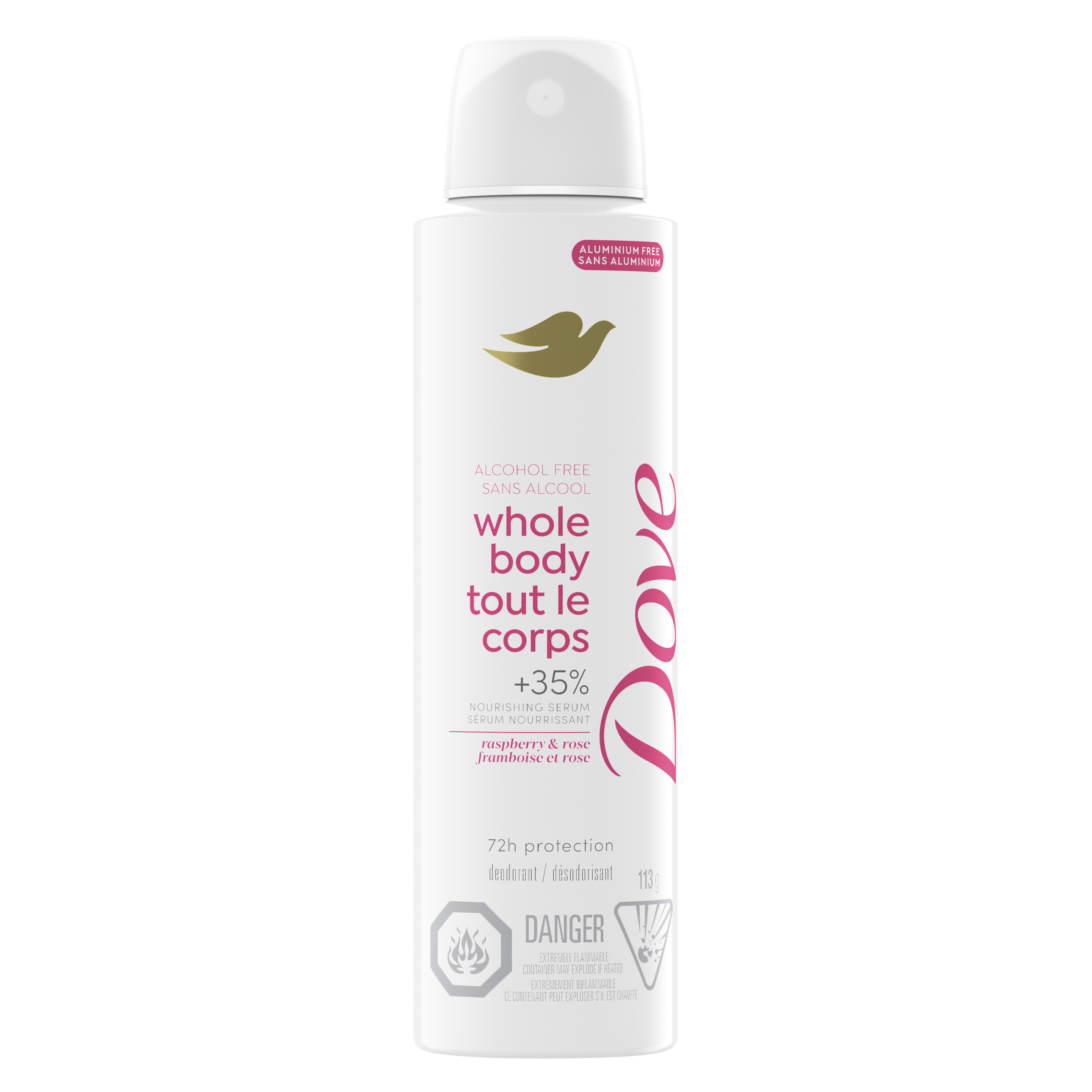 Dove Raspberry & Rose Whole Body Deodorant Spray packshot