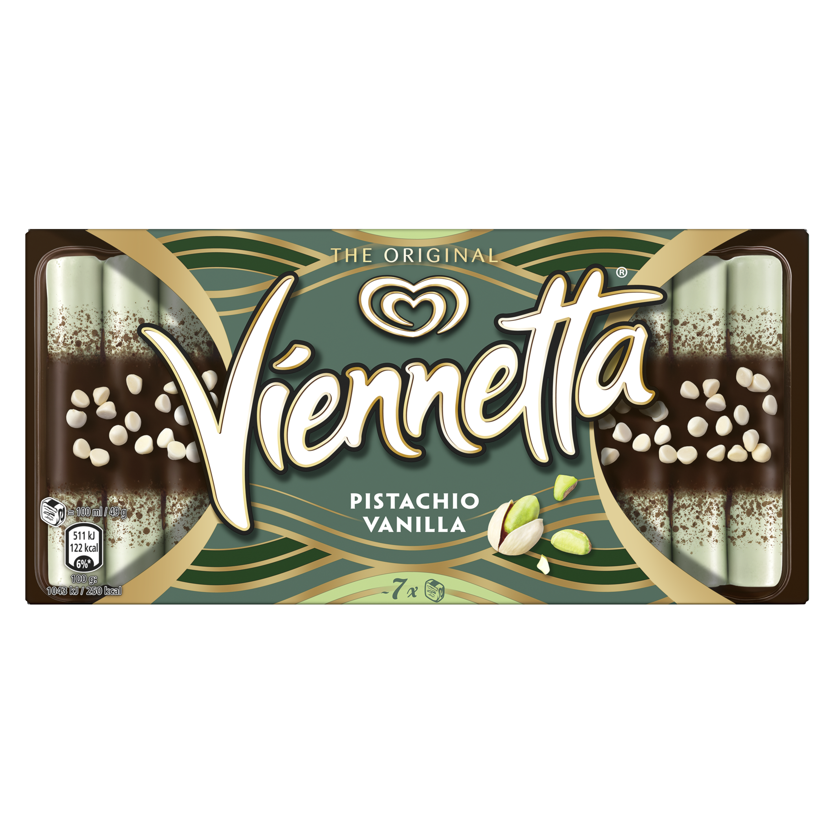 Viennetta  Pistachio Vanilla dessert made for sharing Ice Cream pistachio waves with real pistachio paste 650 ml packshot
