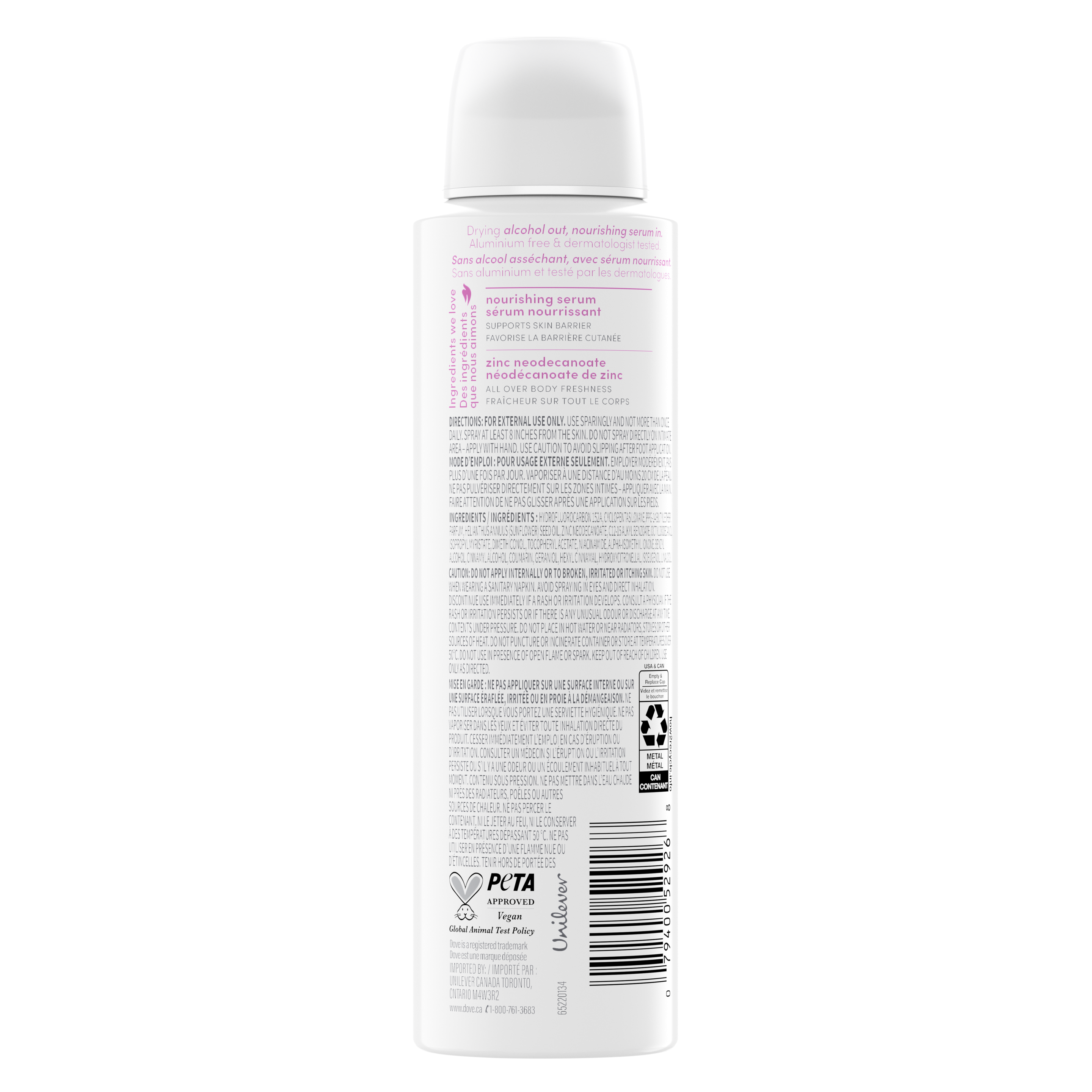 Dove Gardenia Breeze Alcohol-Free Whole Body Deodorant Spray