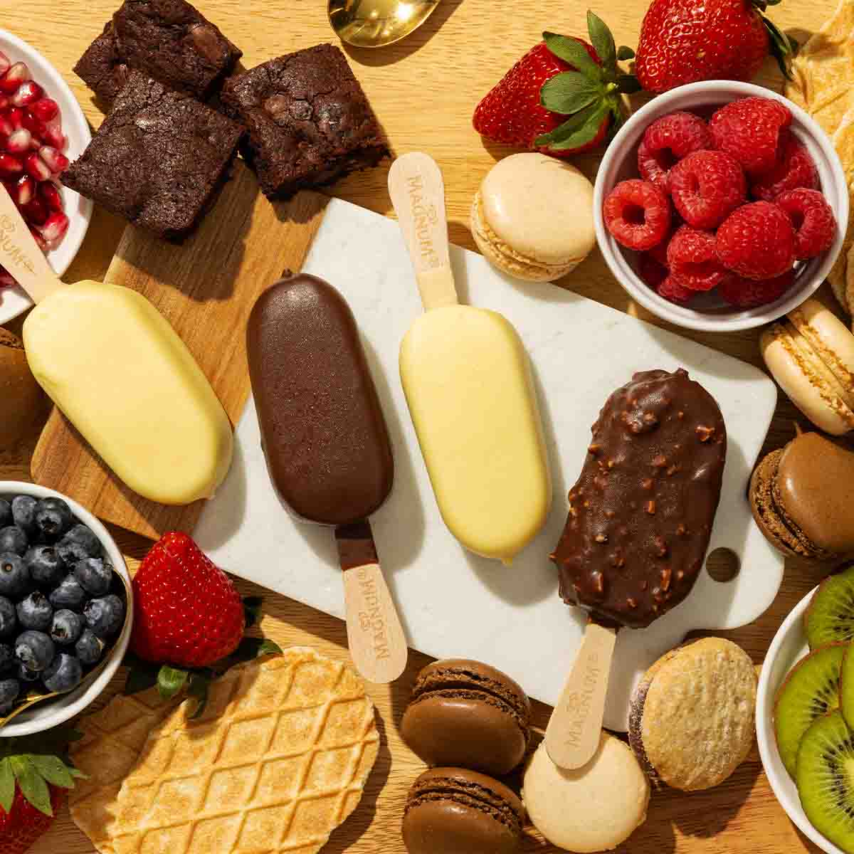 Dessert board with Magnum ice cream bars