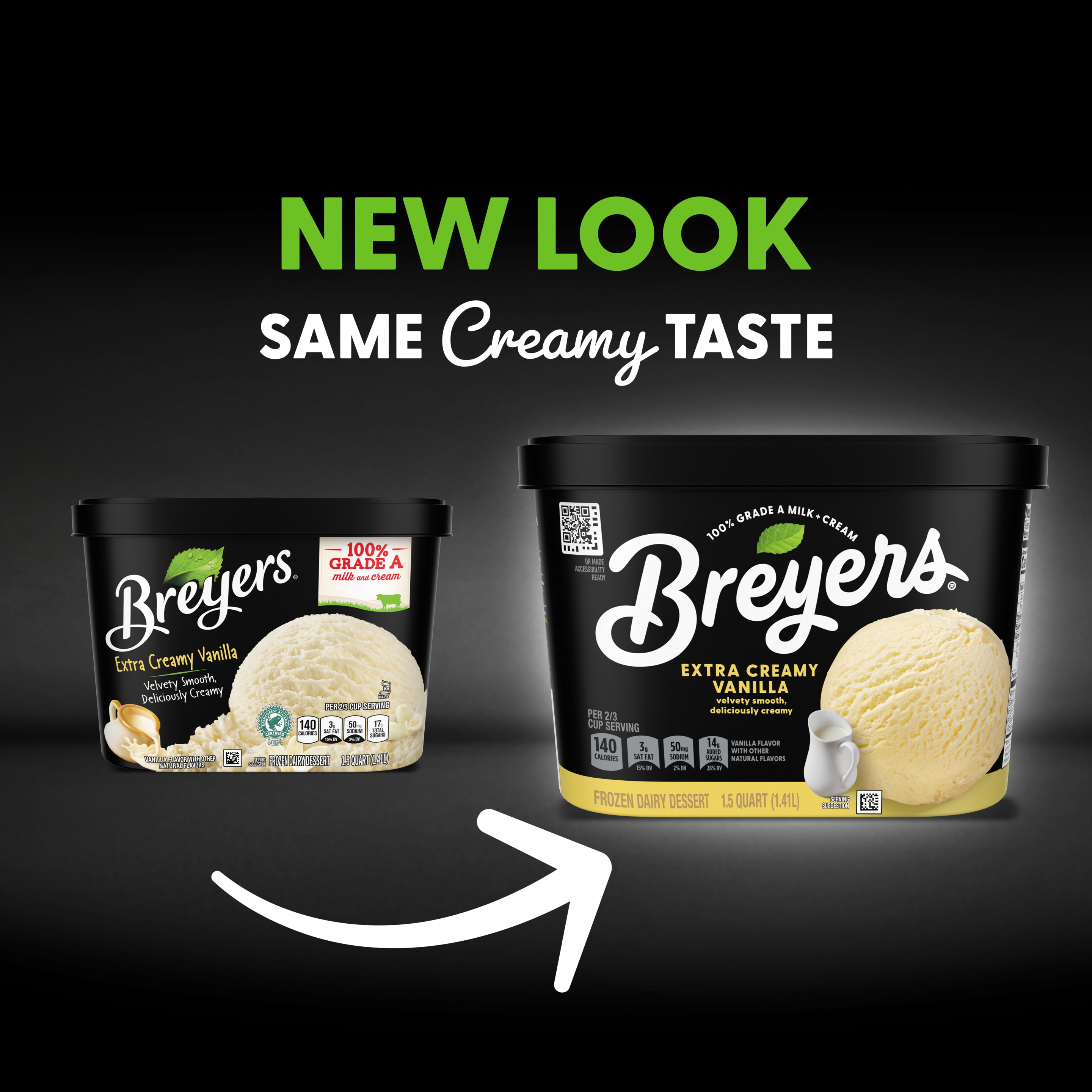 A visual highlighting the new Breyers pack design