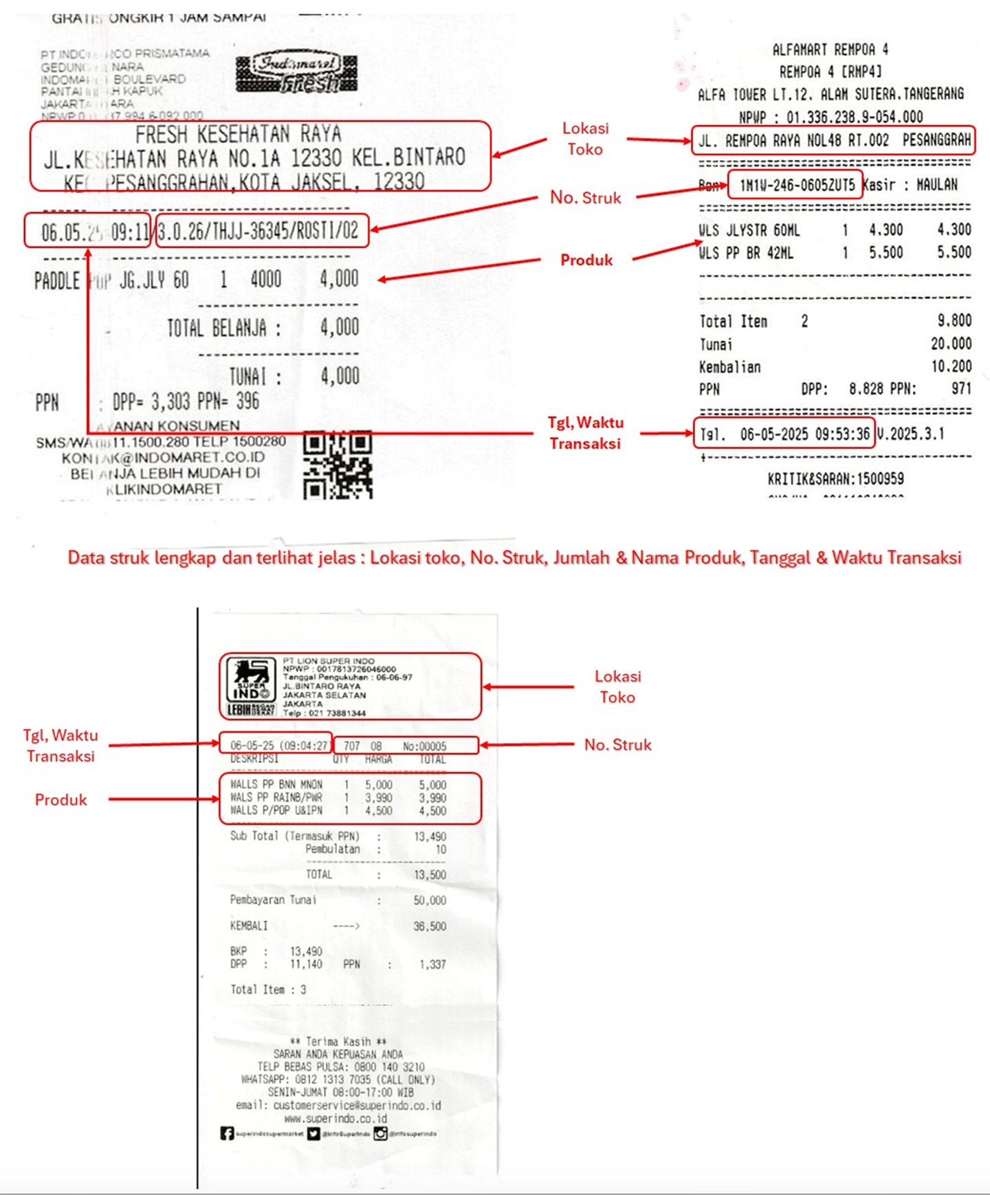 Contoh struk belanja non member