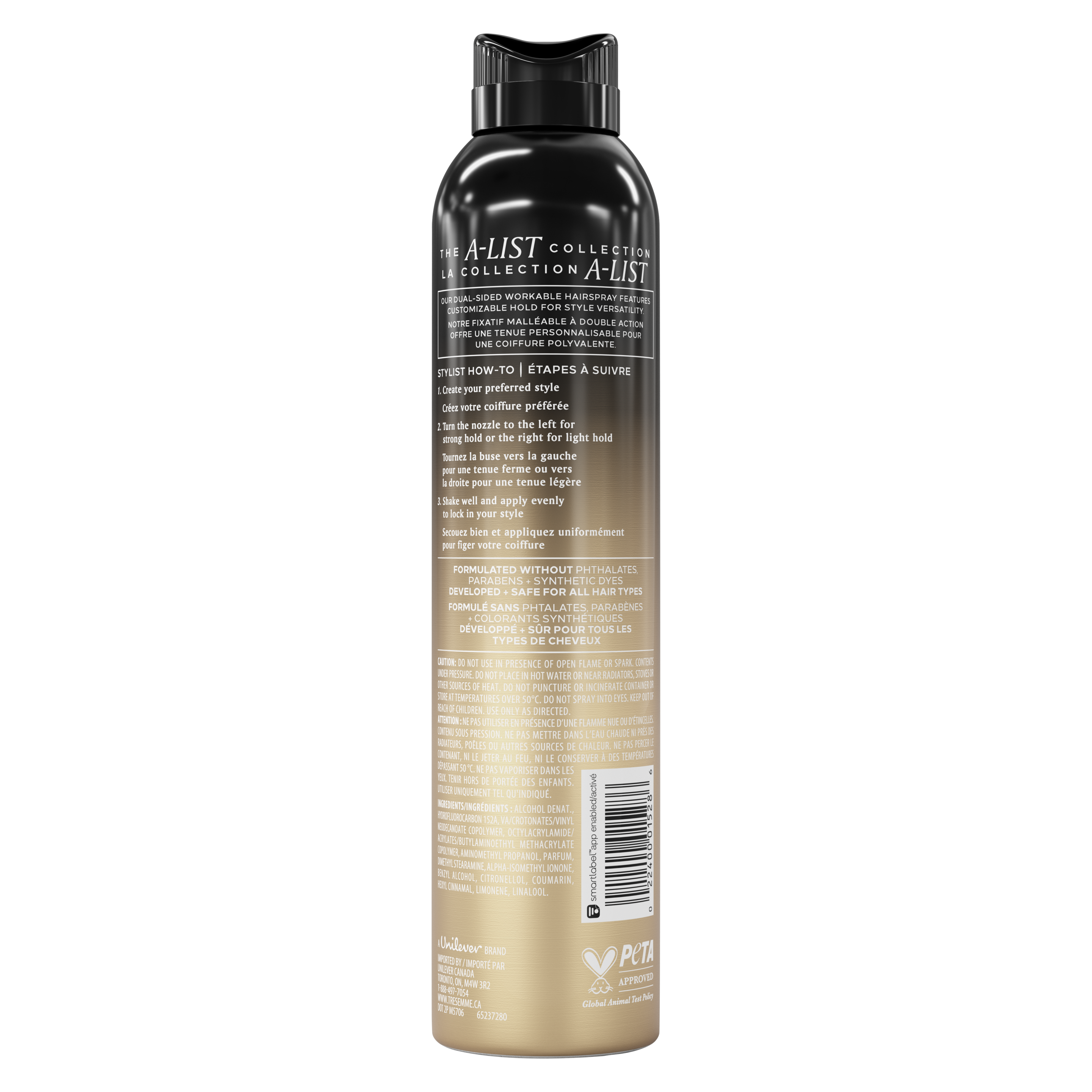 TRESemmé Workable Hairspray for Brushable + Customizable Hold, A-LIST Collection Developed Safe for All Hair Types