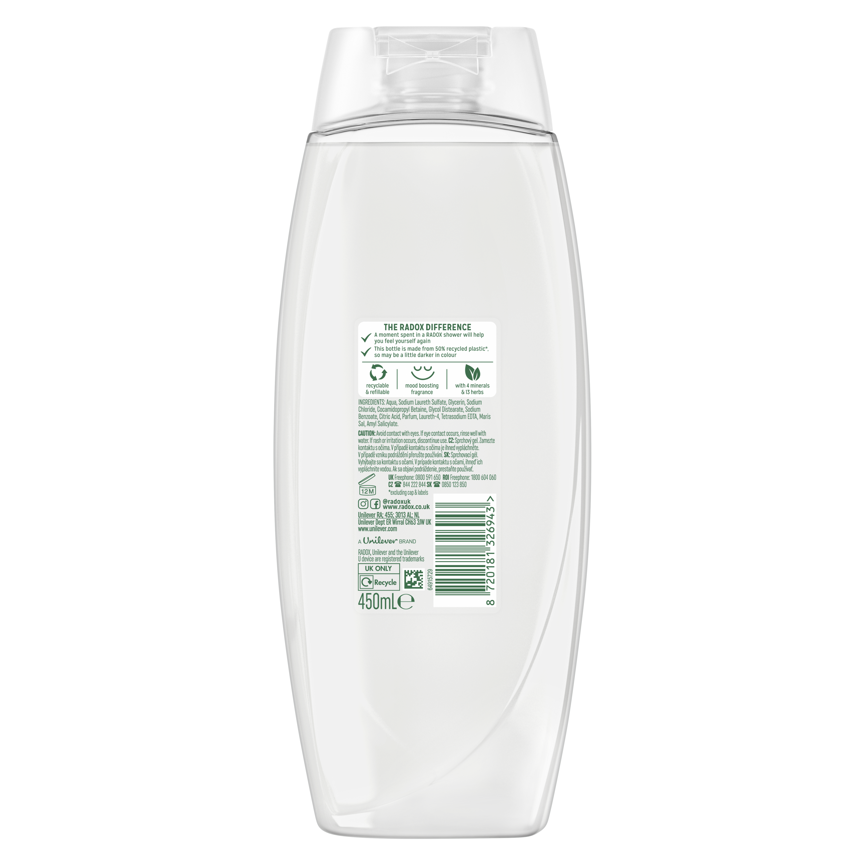 Radox Feel Moisturised Shower Gel 225ml with Chamomile & Oat