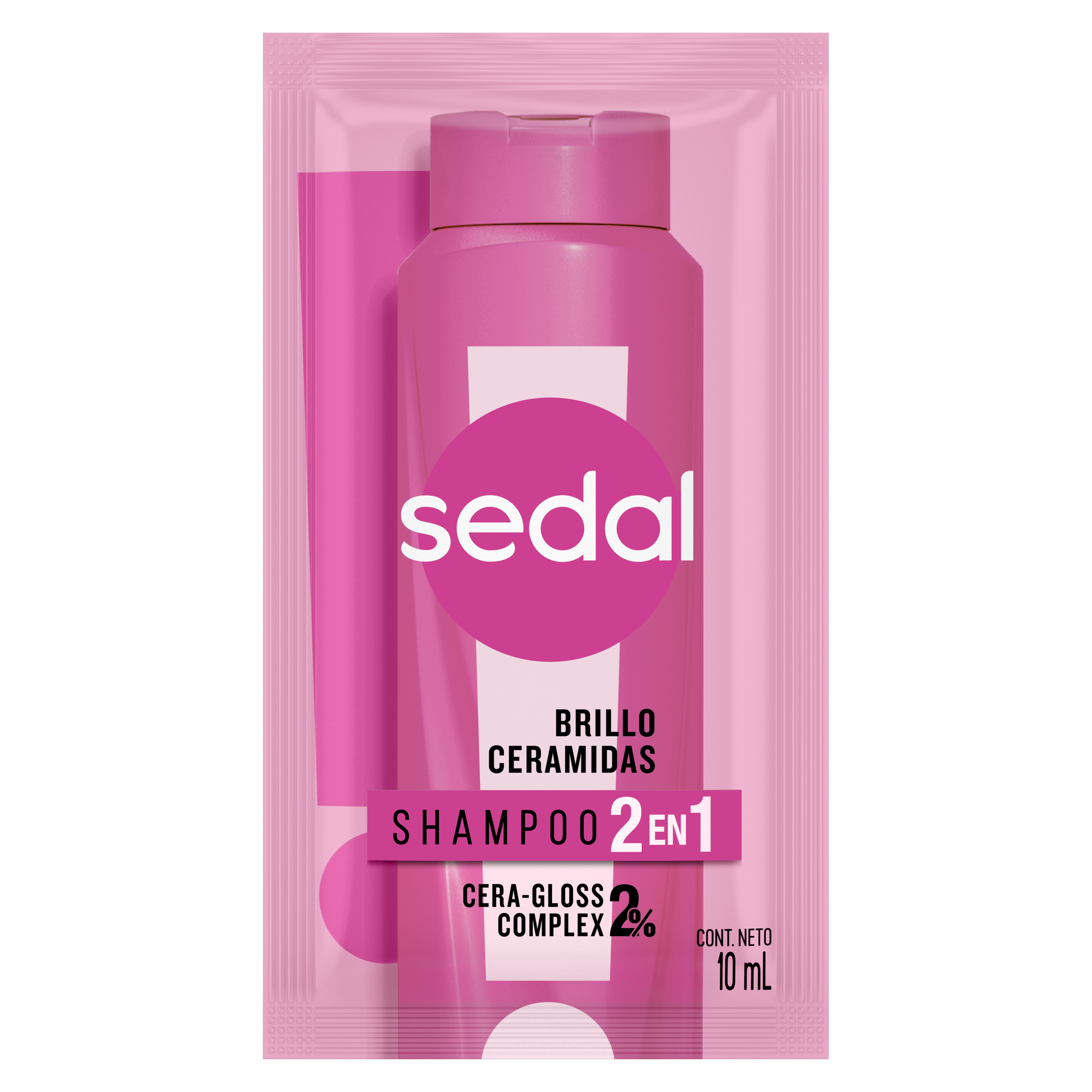 Imagen al frente del paquete Shampoo Sedal Ceramidas 2en1 10 ml