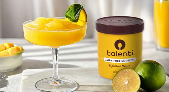 Mango-flavored daiquiri made with Talenti Alphonso Mango Sorbetto.