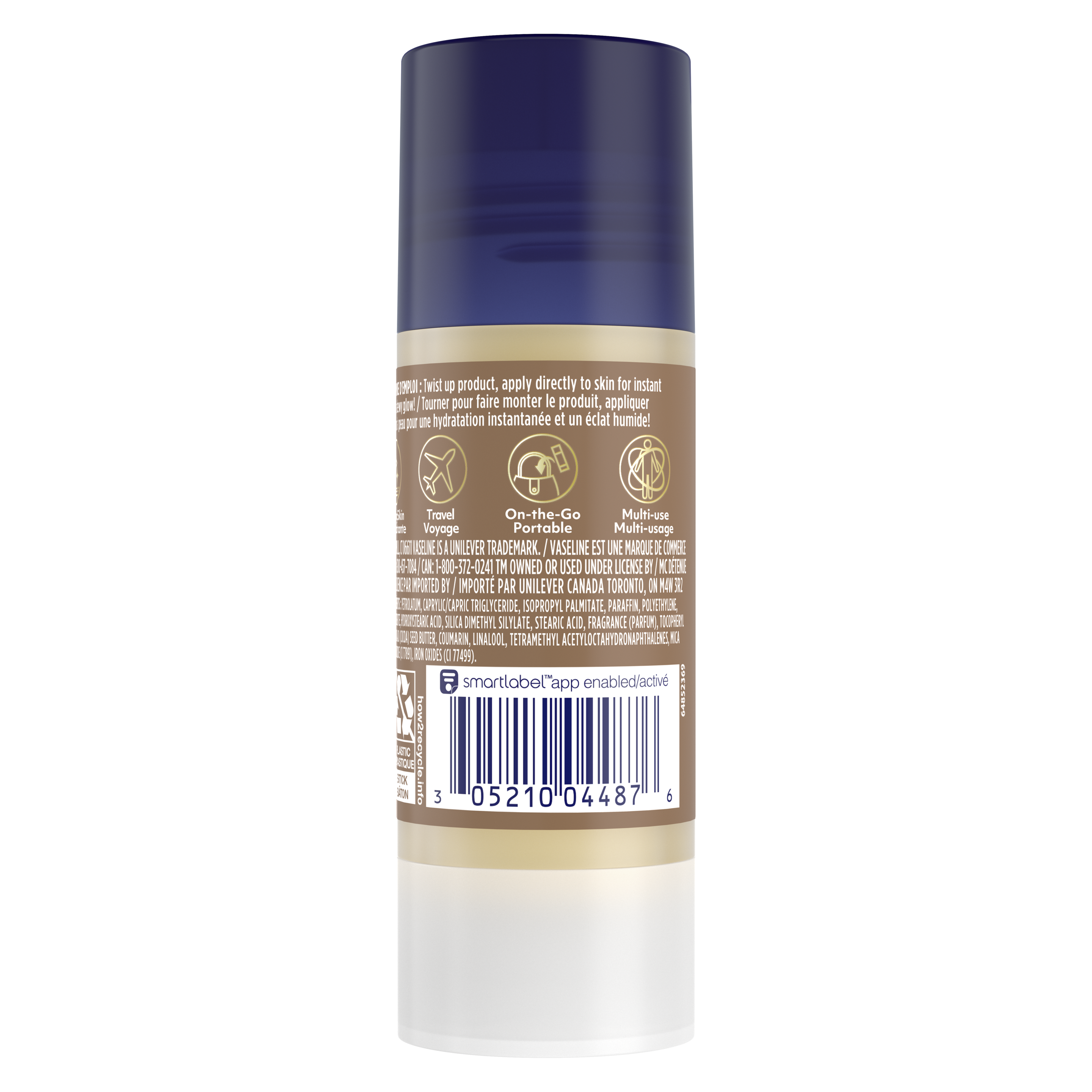 Vaseline® Cocoa Shimmer Jelly Stick Back of Pack